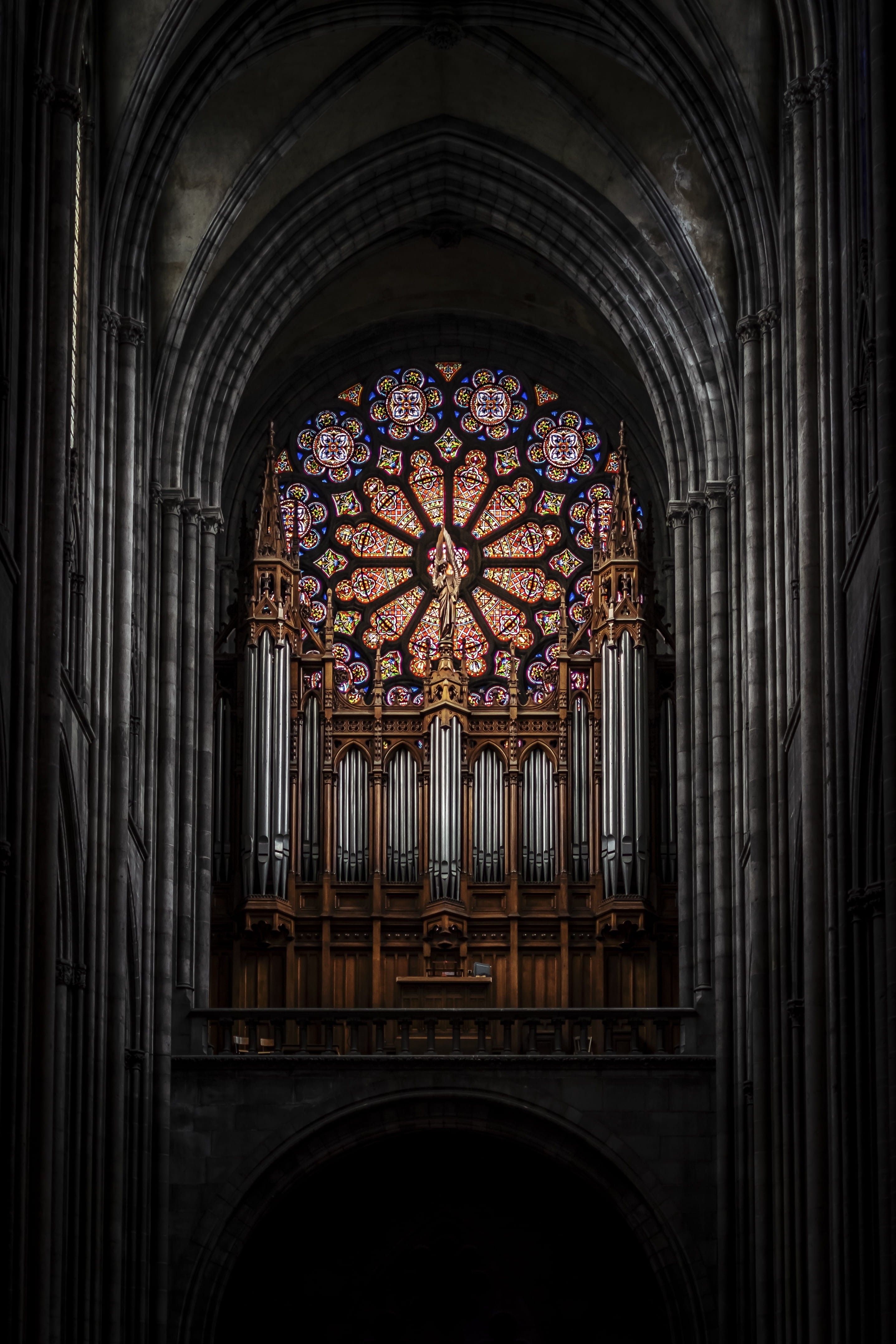 interior, symmetry, christianity, tradition, religious, no People, stained glass window, built Structure, cathedral, instrument, spirituality, famous Place, Phone HD Wallpaper