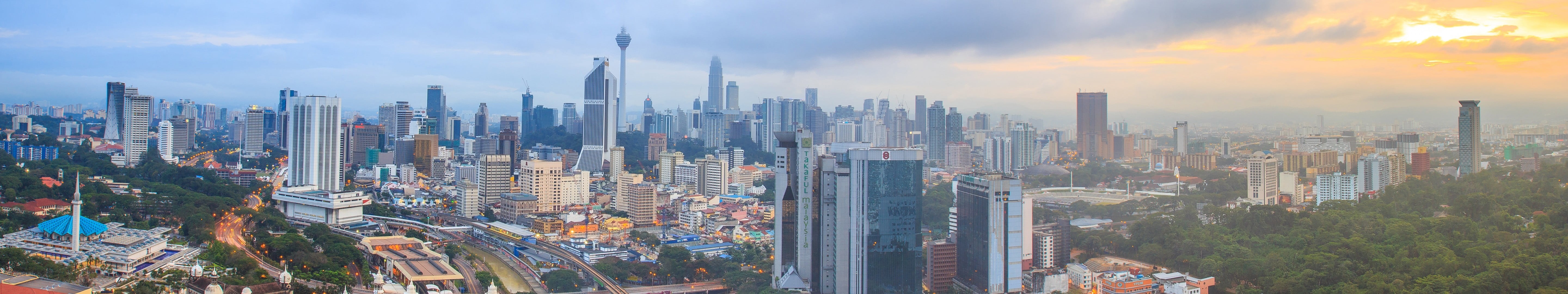 Kuala Lumpur, highway, Sun, buildings, building, panorama, city life, travel destinations, residential district, house, high angle view, financial district, HD Wallpaper