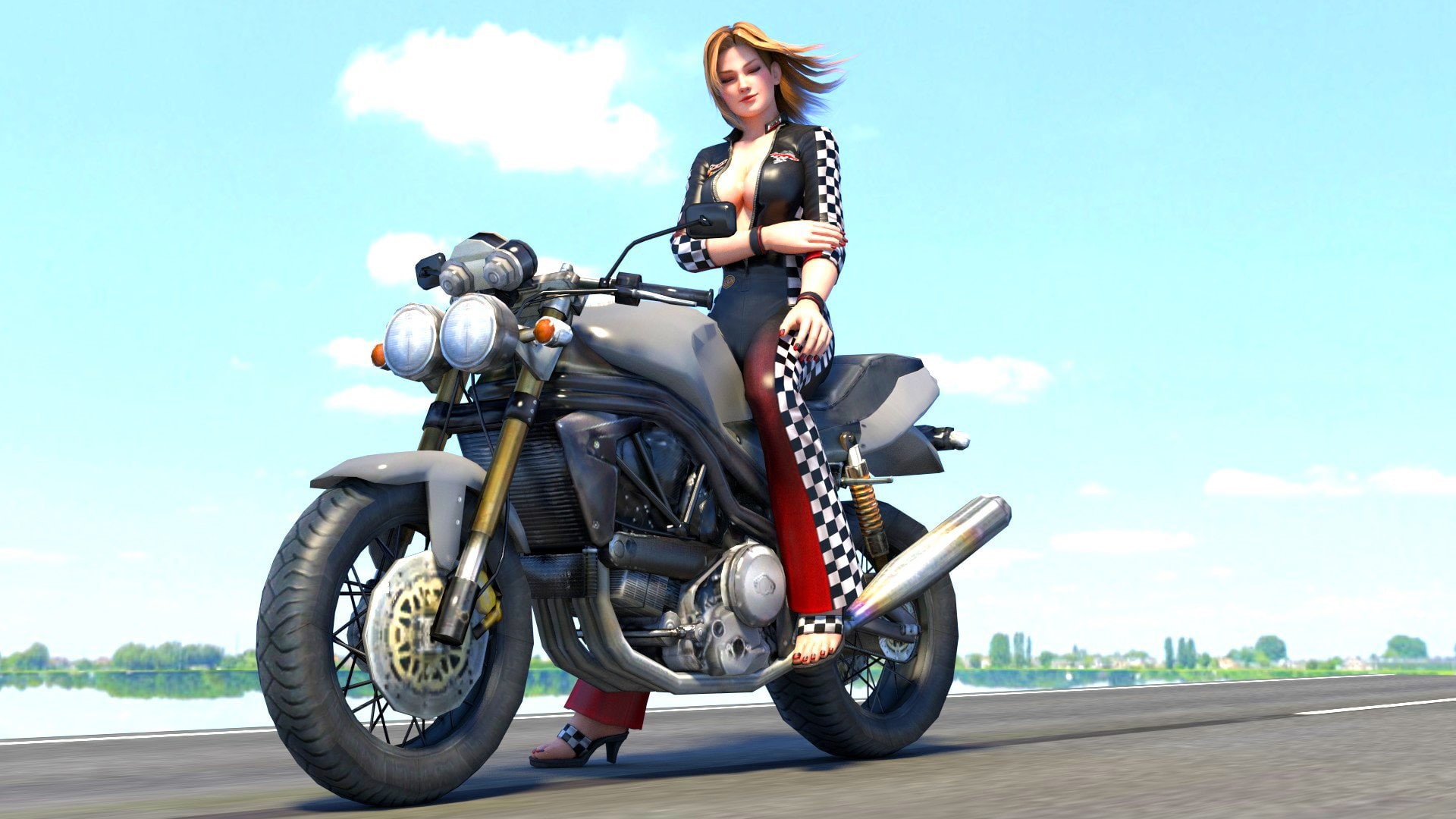 1080P, girl, biker, tina, HD Wallpaper