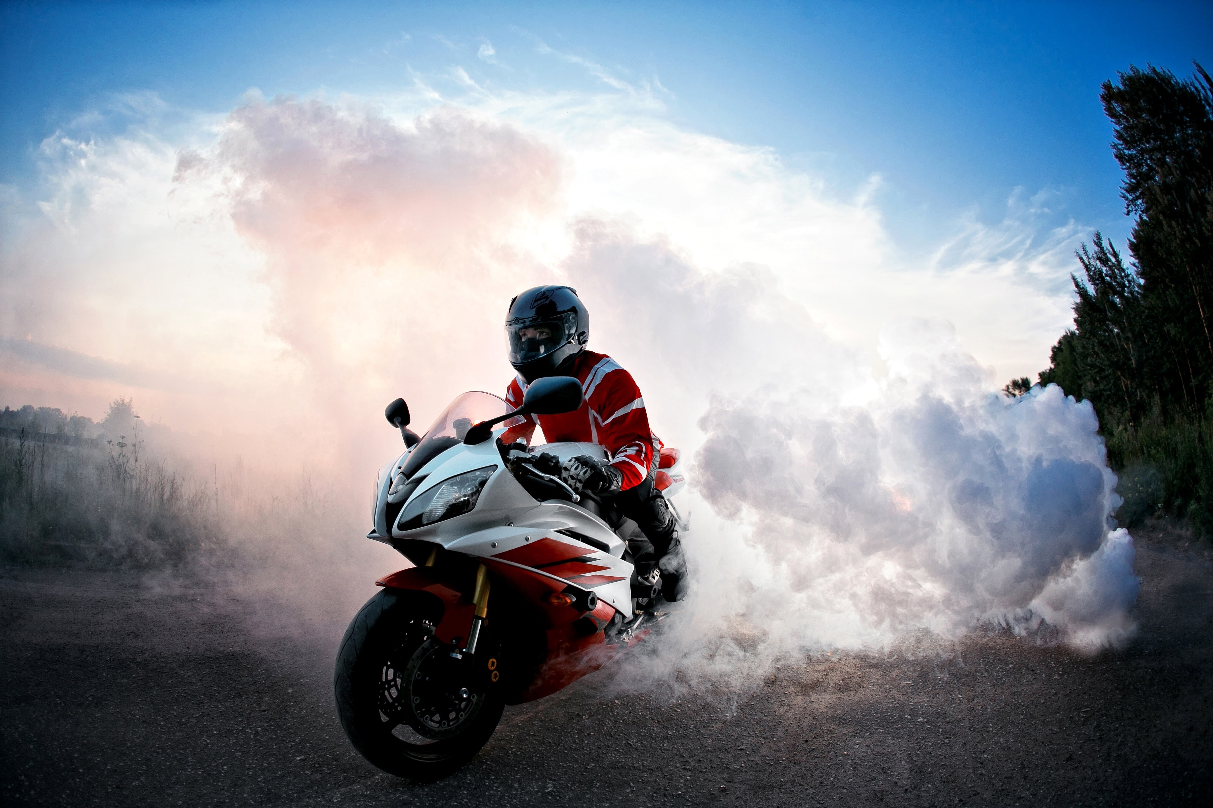 4K, Smoke, Biker, Burnout, 4K, HD Wallpaper
