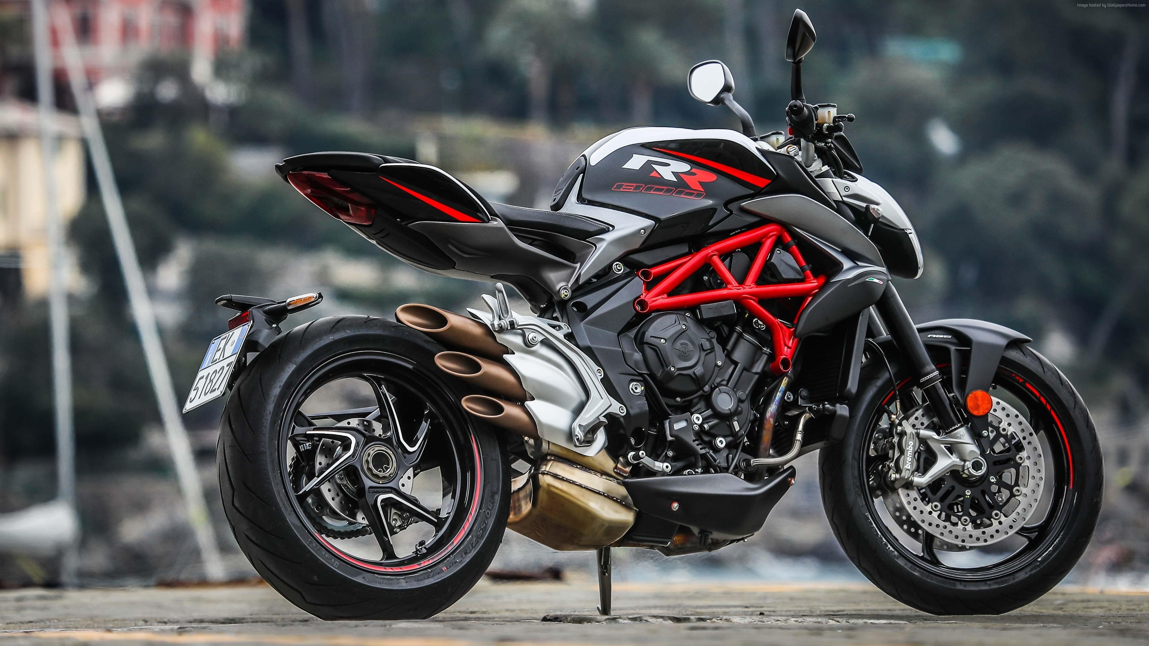 motorcycle, Agusta Brutale 800 RR, street, parking, city, transportation, road, outdoors, luxury, red, headwear, scooter, helmet, crash helmet, sports helmet, HD Wallpaper