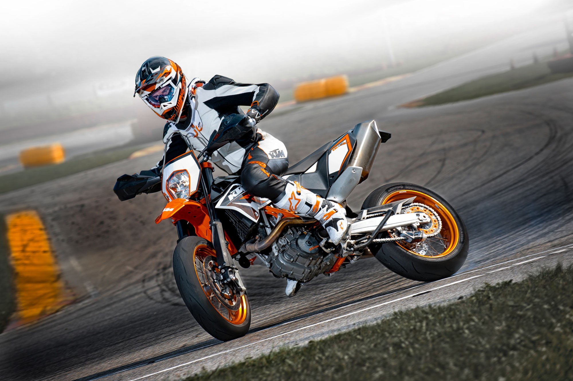 leather jacket, transportation, 2012, mode of transportation, extreme sports, 690, riding, motorcycle, motorsport, one person, helmet, headwear, motor racing track, HD Wallpaper