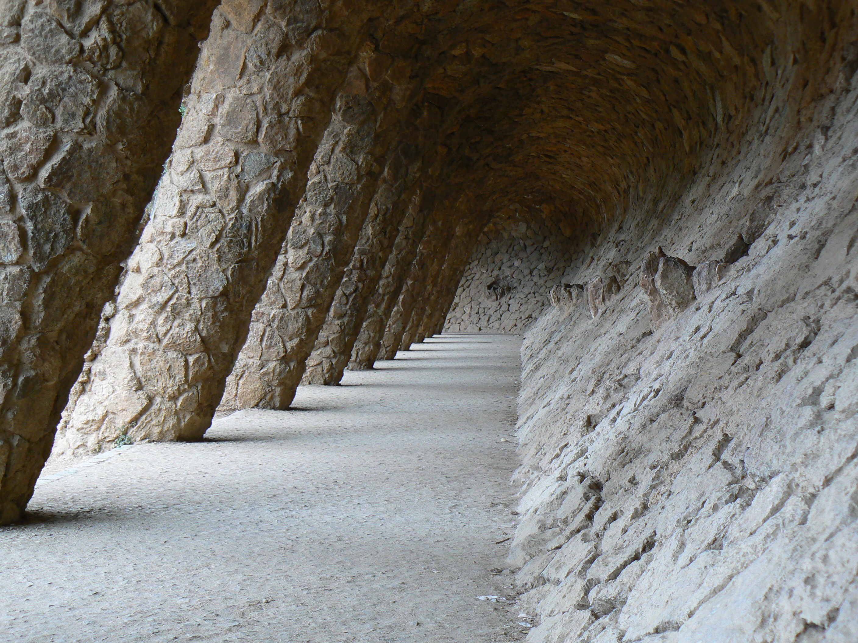 architectural column, outdoors, built structure, oblique, stone material, tunnel, history, direction, colonnade, art, solid, ancient civilization, no people, HD Wallpaper