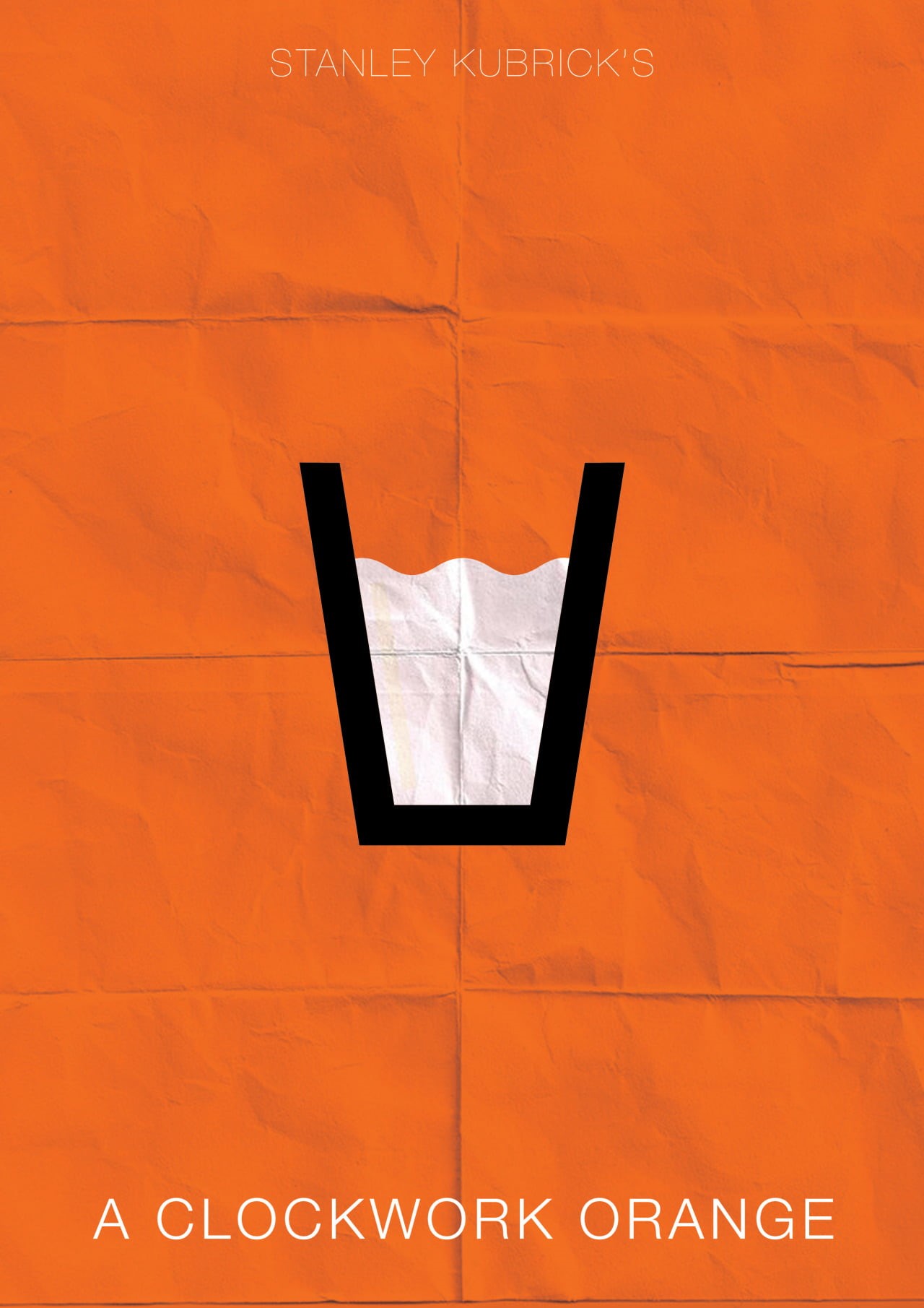 milk, 720P, simple, minimalism, portrait display, fan art, A Clockwork Orange, glass, paper, Stanley Kubrick, orange background, movie poster, movies, Phone HD Wallpaper