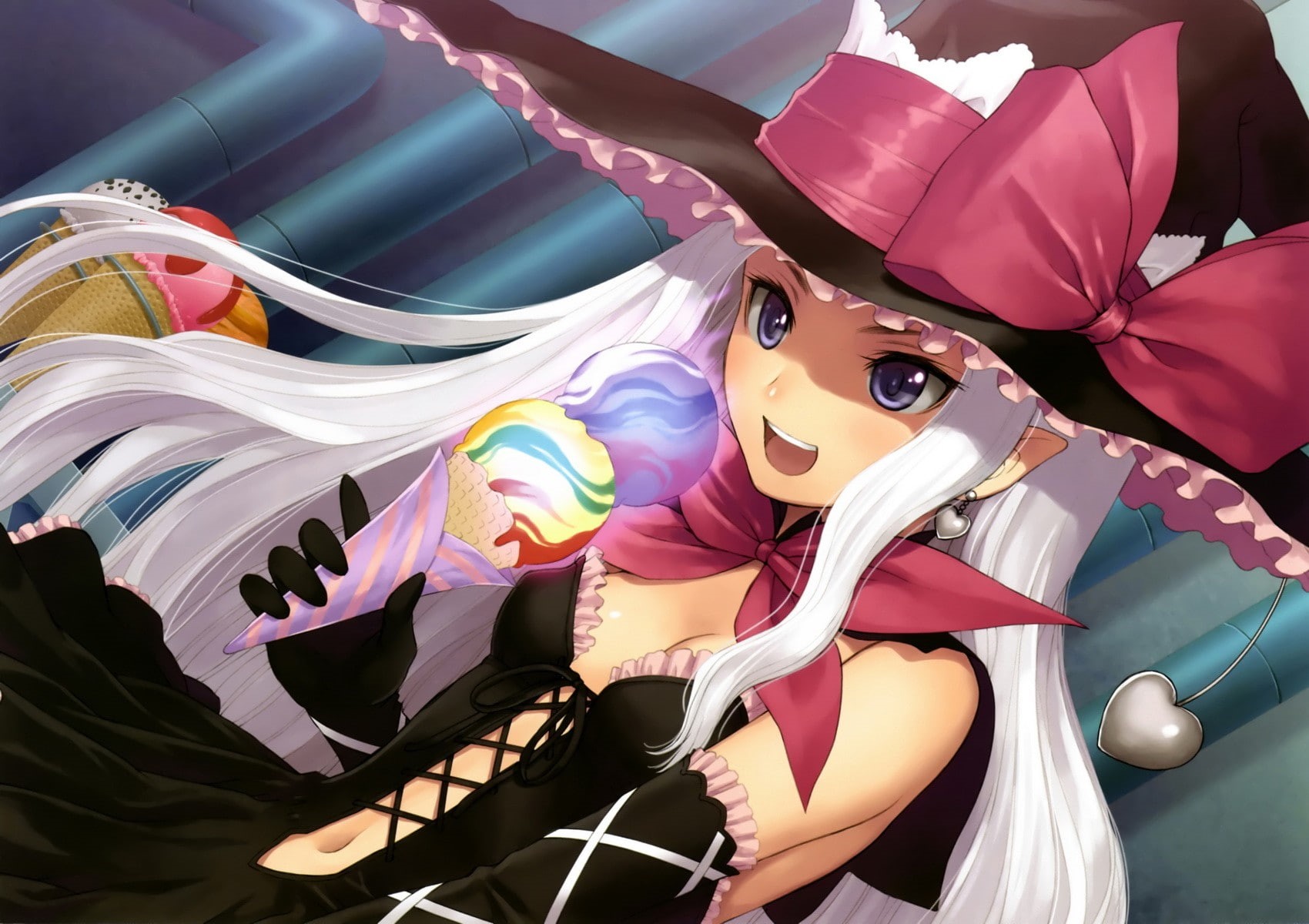 720P, anime, witch, Melty Du Granite, Tony Taka, Shining Heart, witch hat, HD Wallpaper