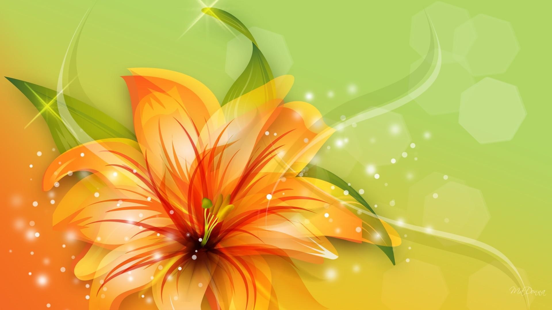 firefox persona, lily, 1080P, summer, orange, bokeh, glow spots, flower, spring, tiger, green, 3d and abs, magnificent, tiger lily, HD Wallpaper