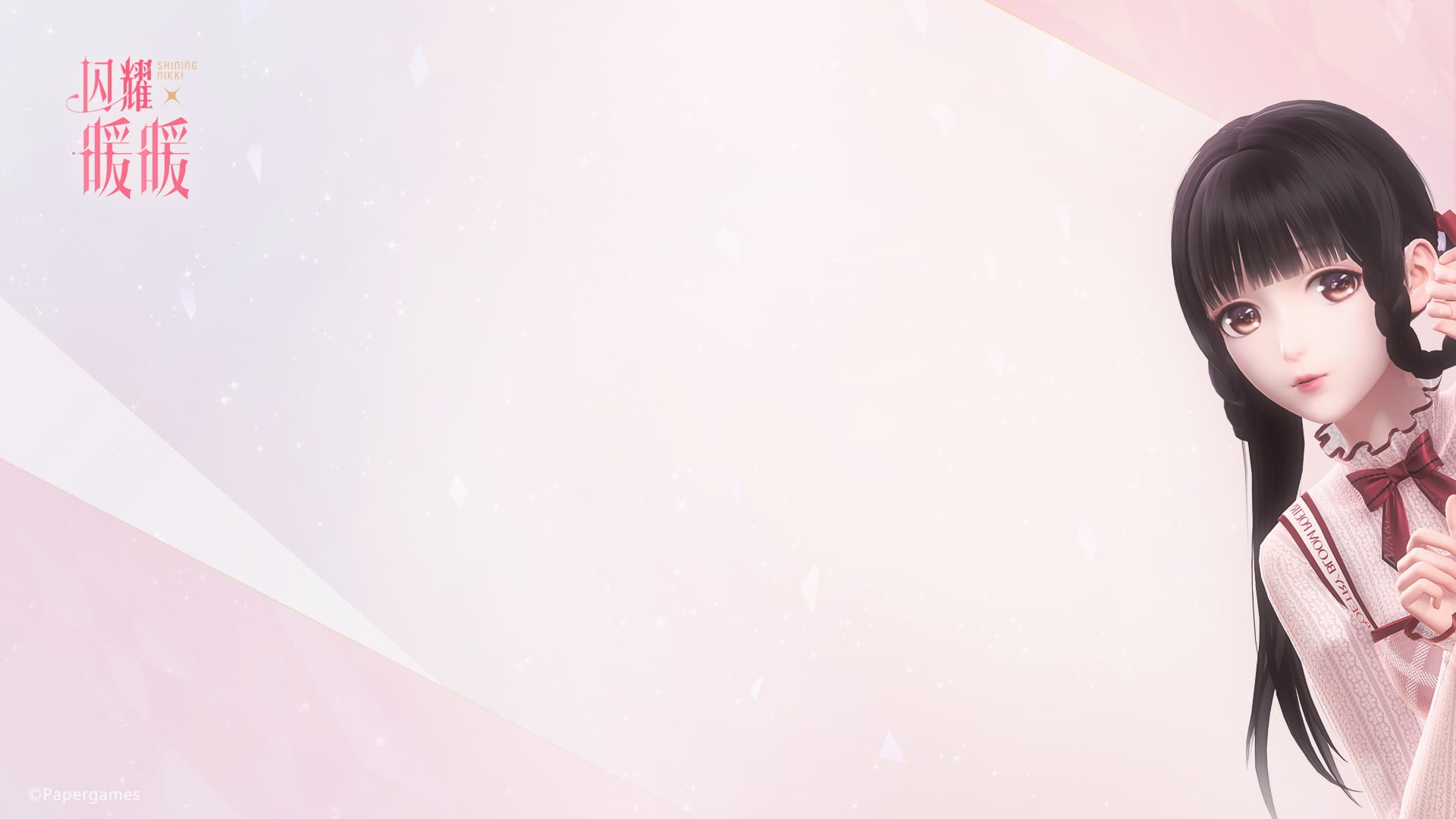 simple background, nikki, shining nikki, anime girls, 1080P, dark hair, HD Wallpaper