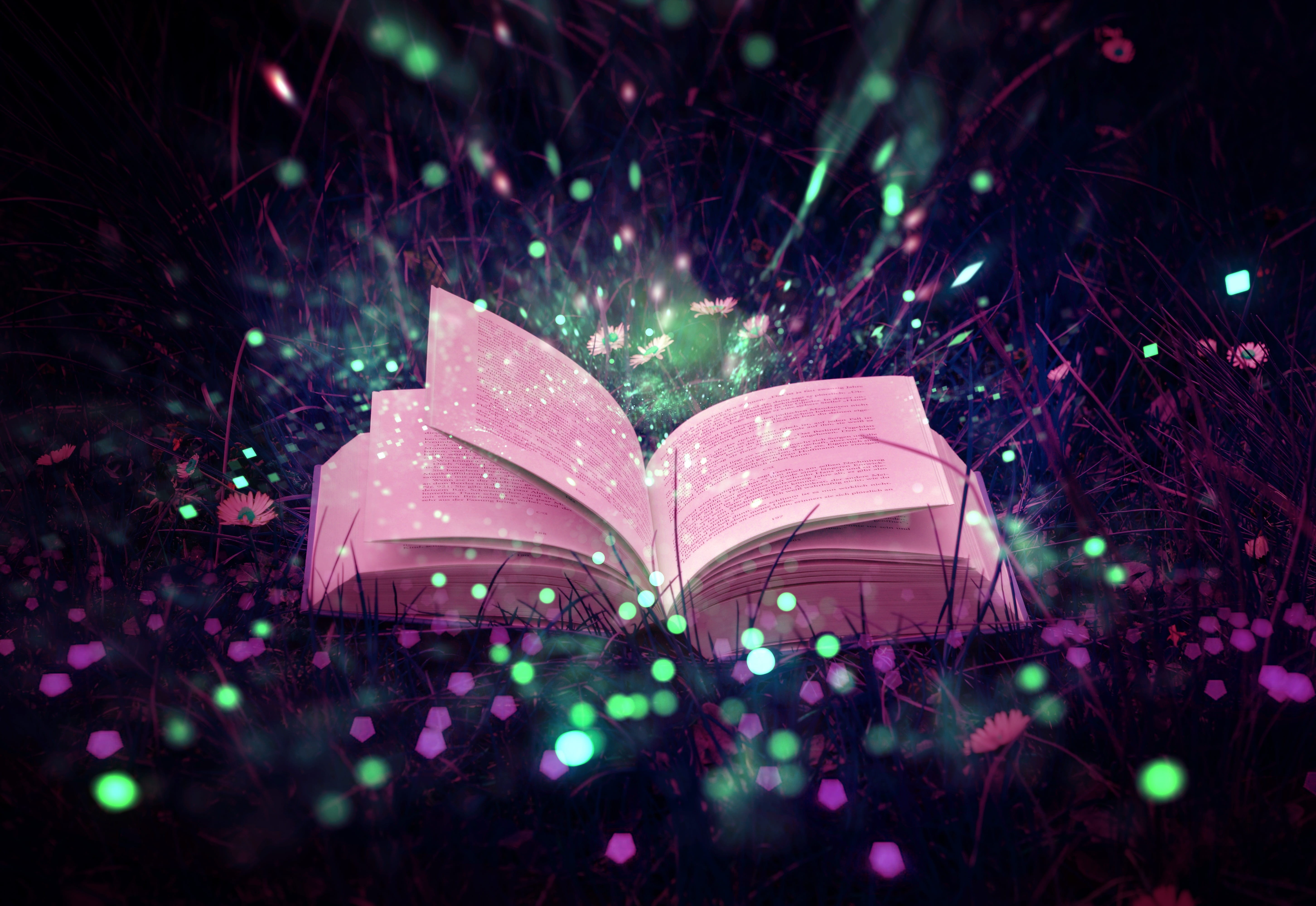 holiday, selective focus, nature, illuminated, christmas tree, multi colored, color, close-up, fantasy, mystical, celebration, plant, neon, snowing, book, HD Wallpaper