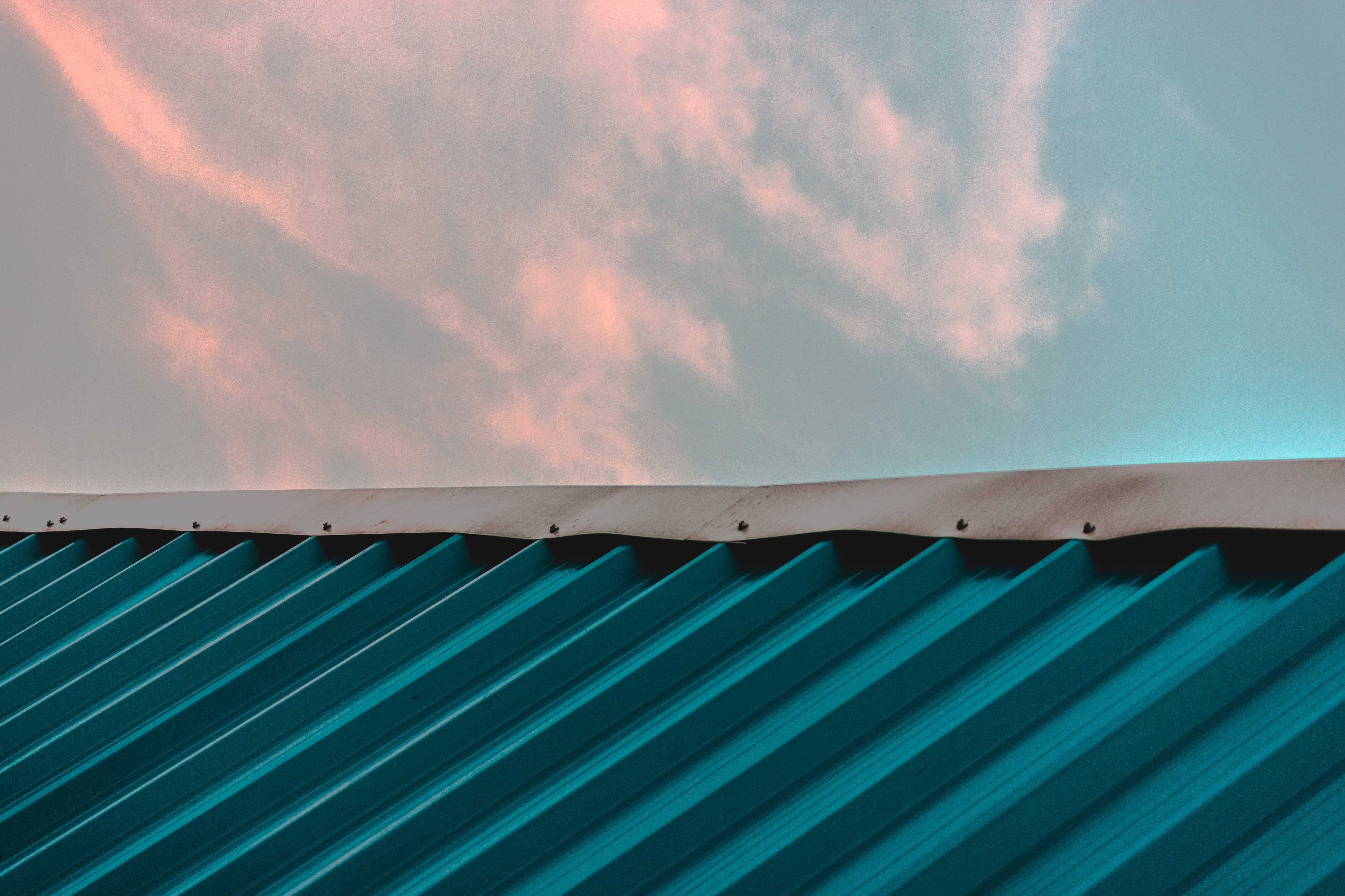 no people, corrugated iron, minimal, sunset, nature, building exterior, architecture, outdoors, roof, orange, sky, cloud - sky, metal, low angle view, HD Wallpaper