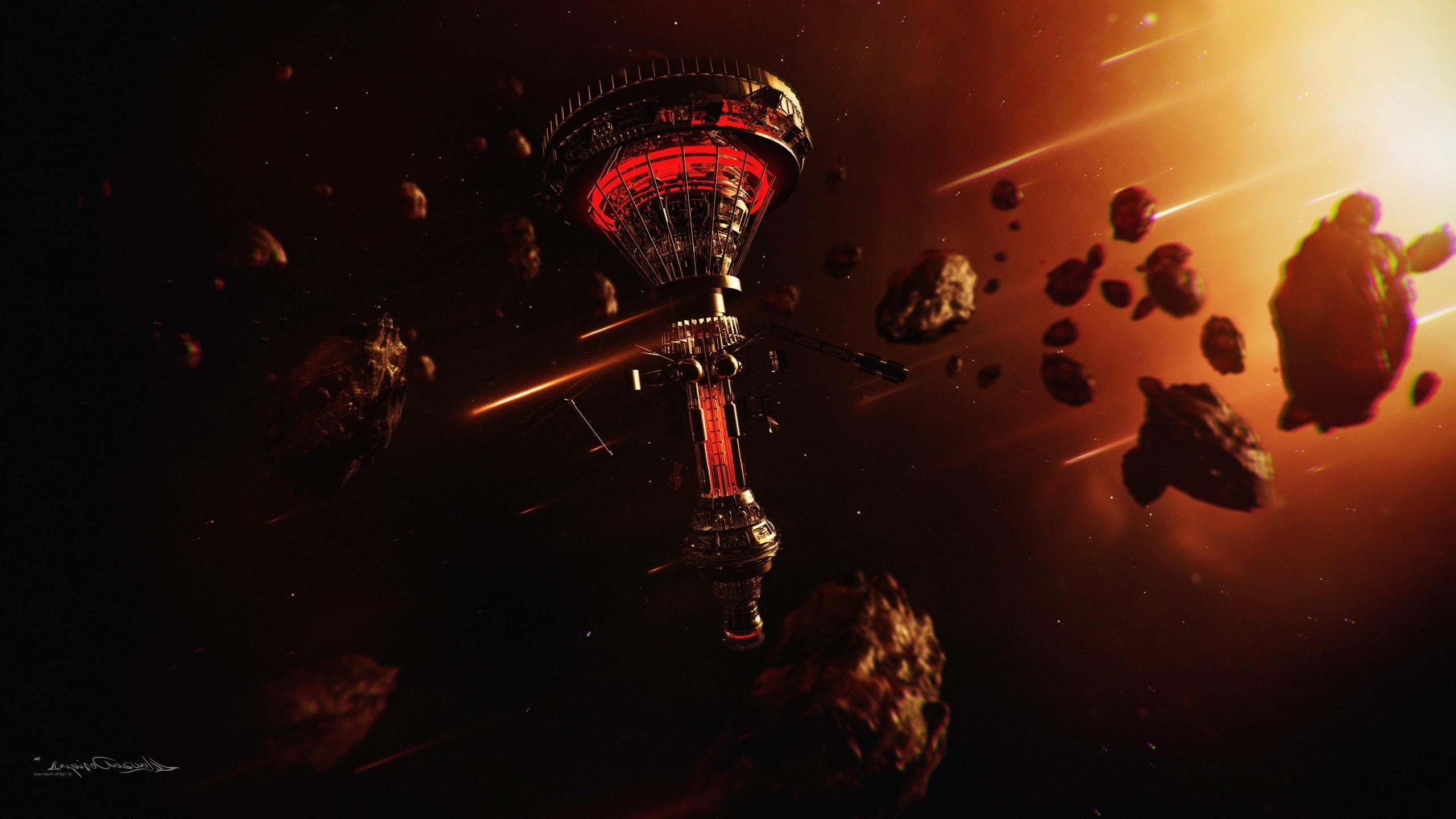 light - natural phenomenon, lighting equipment, indoors, healthcare and medicine, creativity, digital art asteroid space space art comet space station science fiction glowing lacza, HD Wallpaper