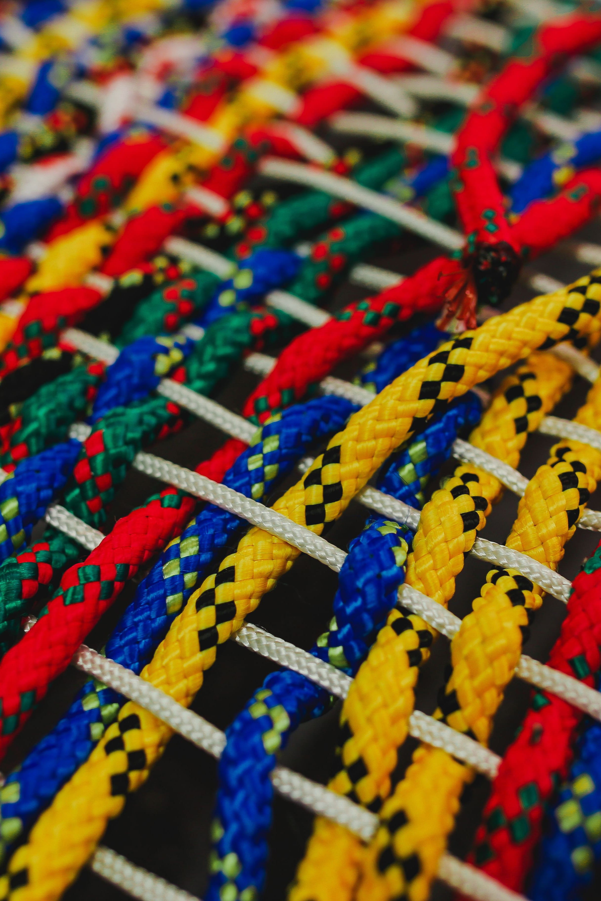 high angle view, weave, backgrounds, textured, intertwined, thread, strings, indoors, still life, variation, no people, rope, selective focus, background, Phone HD Wallpaper