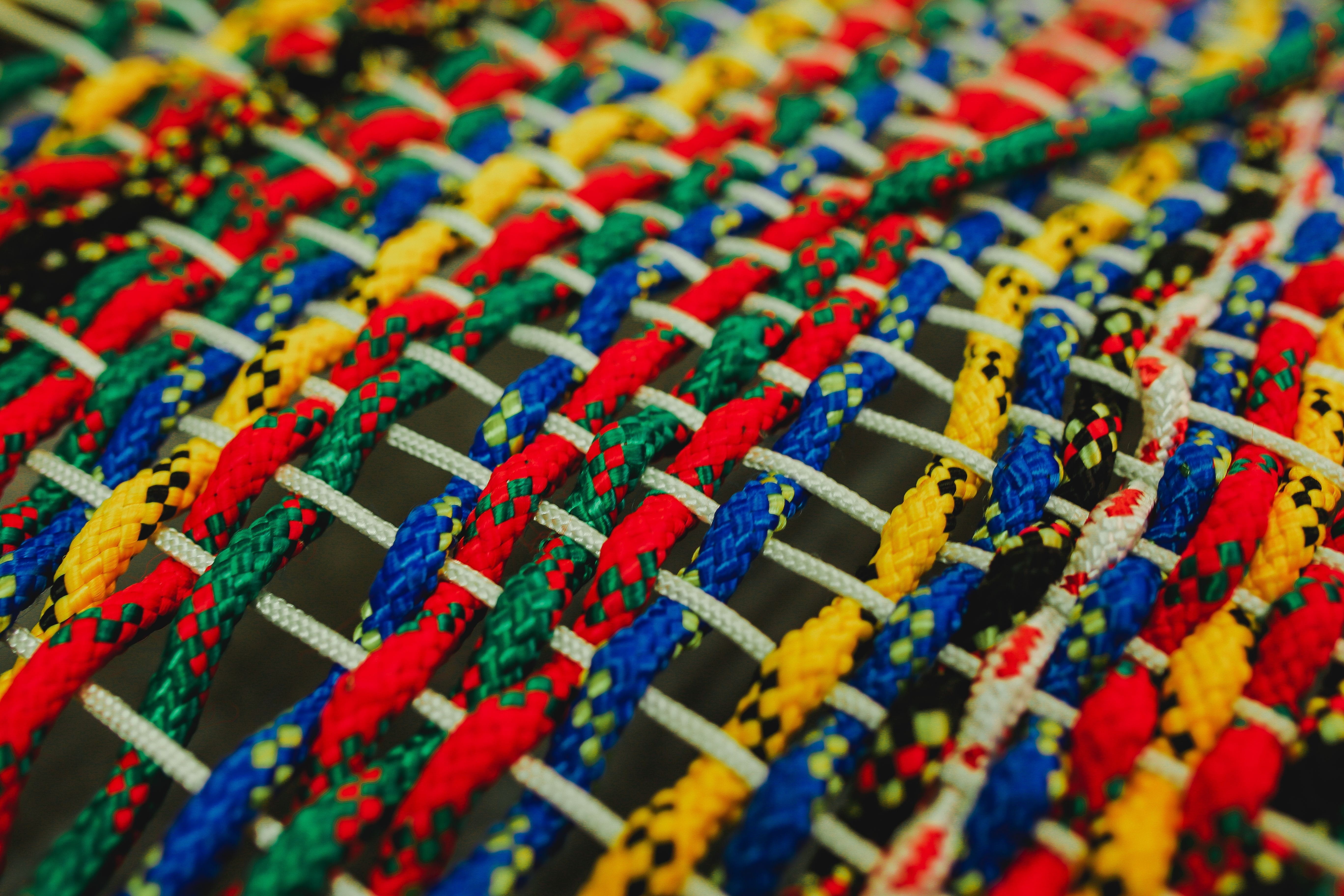 pattern, woven, no people, yellow, strings, colors, textured, selective focus, full frame, thread, backgrounds, paper, indoors, cord, textile, craft, red, HD Wallpaper