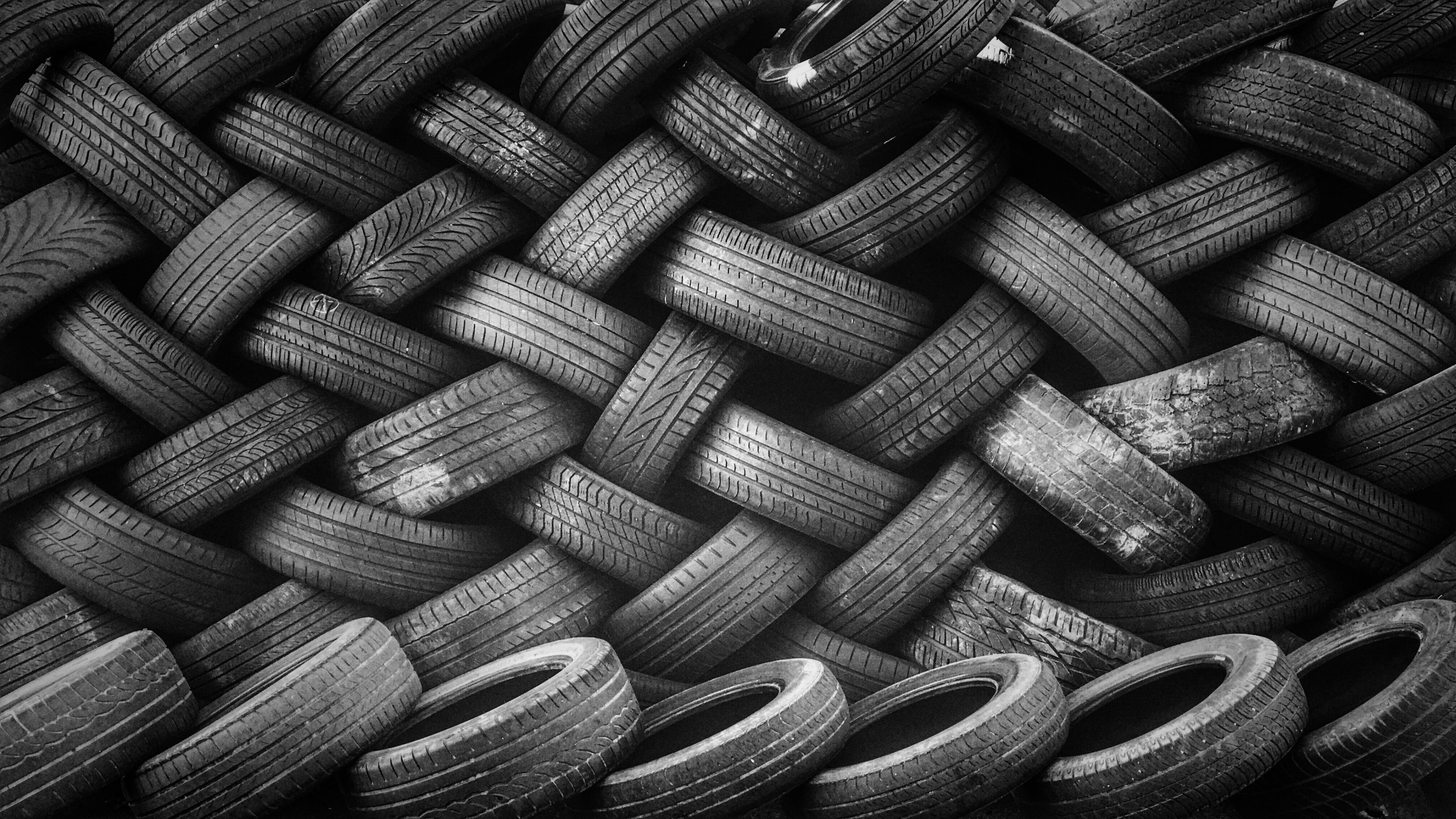 art and craft, textile, still life, design, lot, backgrounds, abundance, tire, wheel, 4K, textured, close-up, intertwined, high angle view, vehicle, pollution, HD Wallpaper
