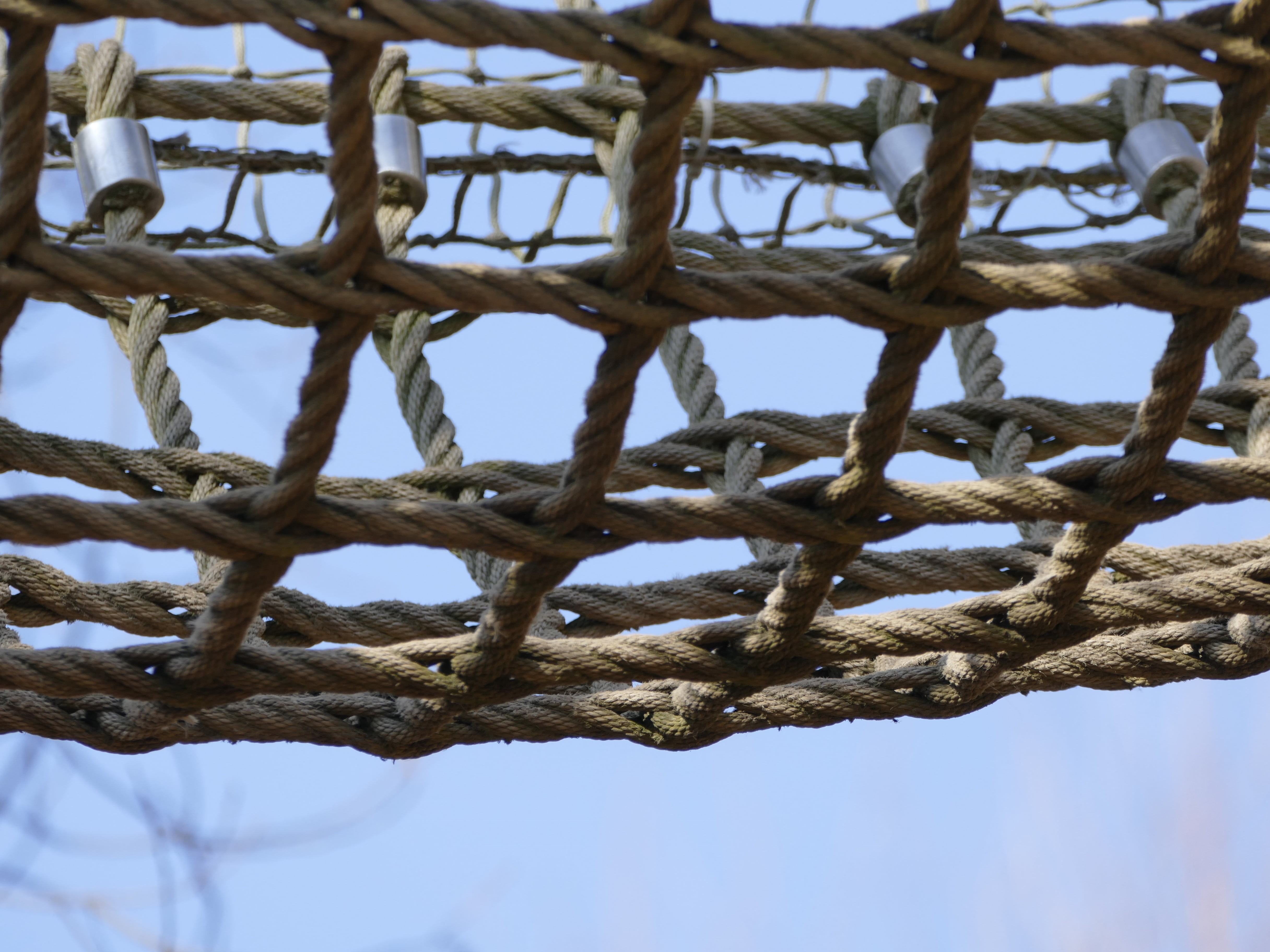 protection, complexity, day, mesh, boundary, knot, sky, focus on foreground, ropes course, intertwined, safety, connection, climbing park, metal, networking, HD Wallpaper