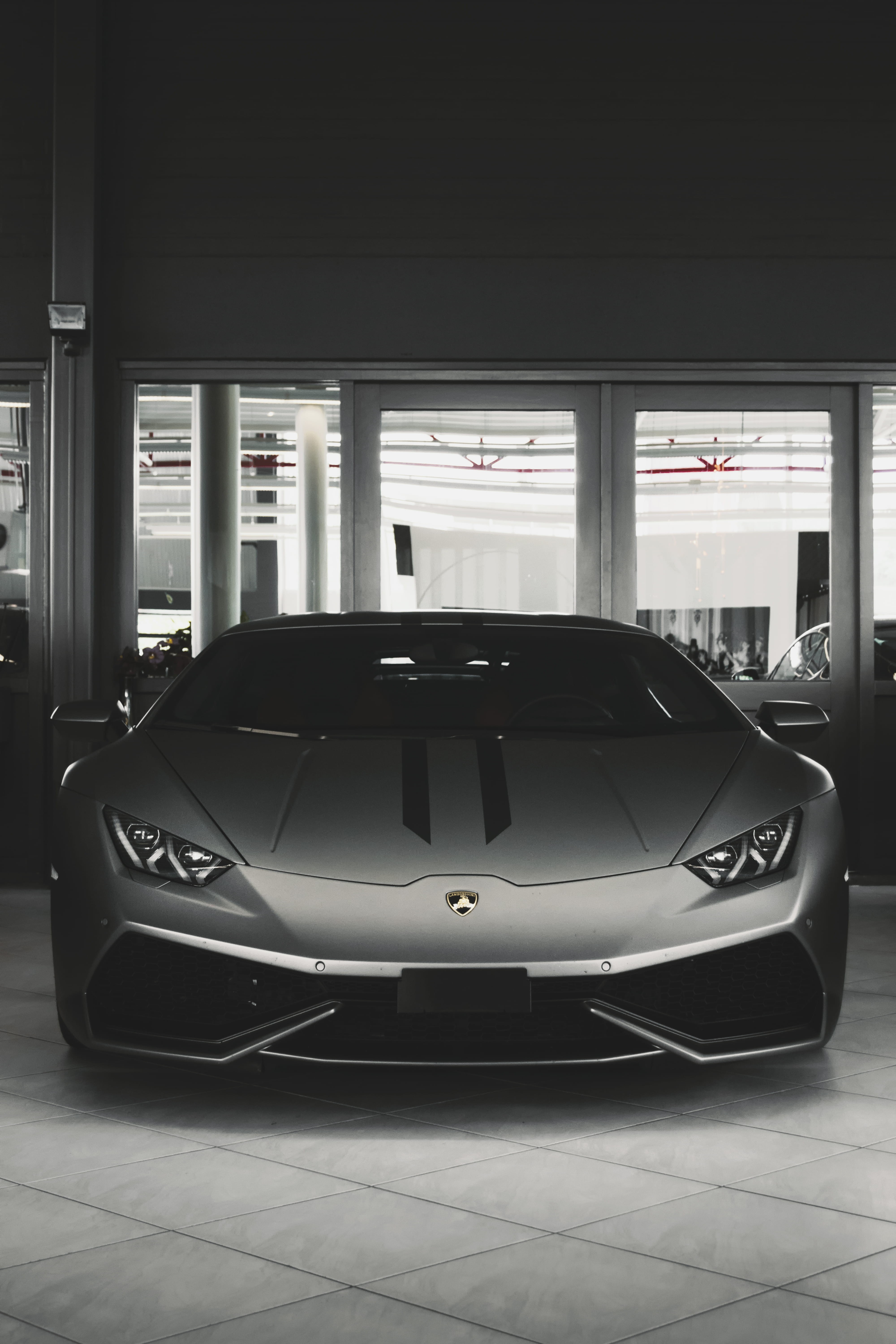 5K, area, parked, day, garage, indoors, coupe, communication, absence, luxury, wealth, white, gray, and, retro styled, mode of transportation, no people, Phone HD Wallpaper