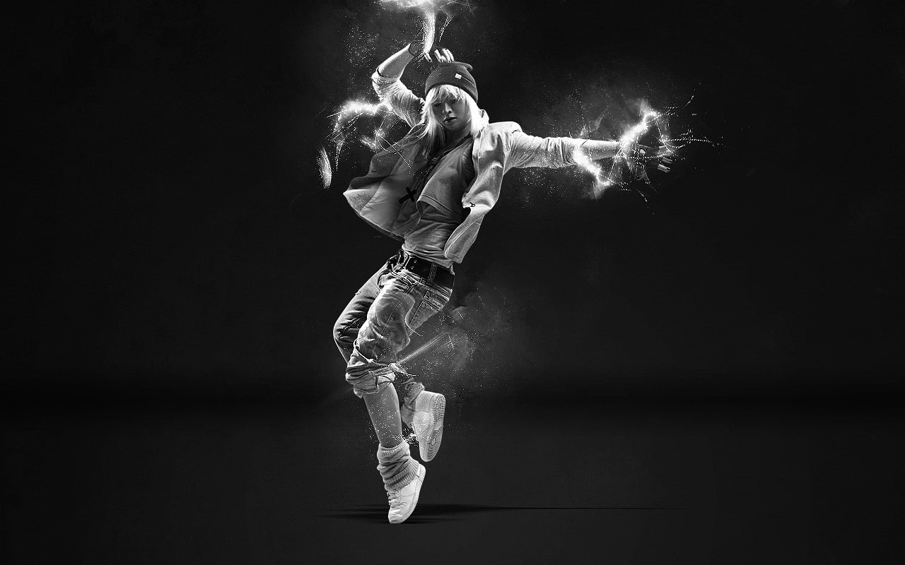 women, monochrome, dancing, dancer, digital art, 720P, HD Wallpaper