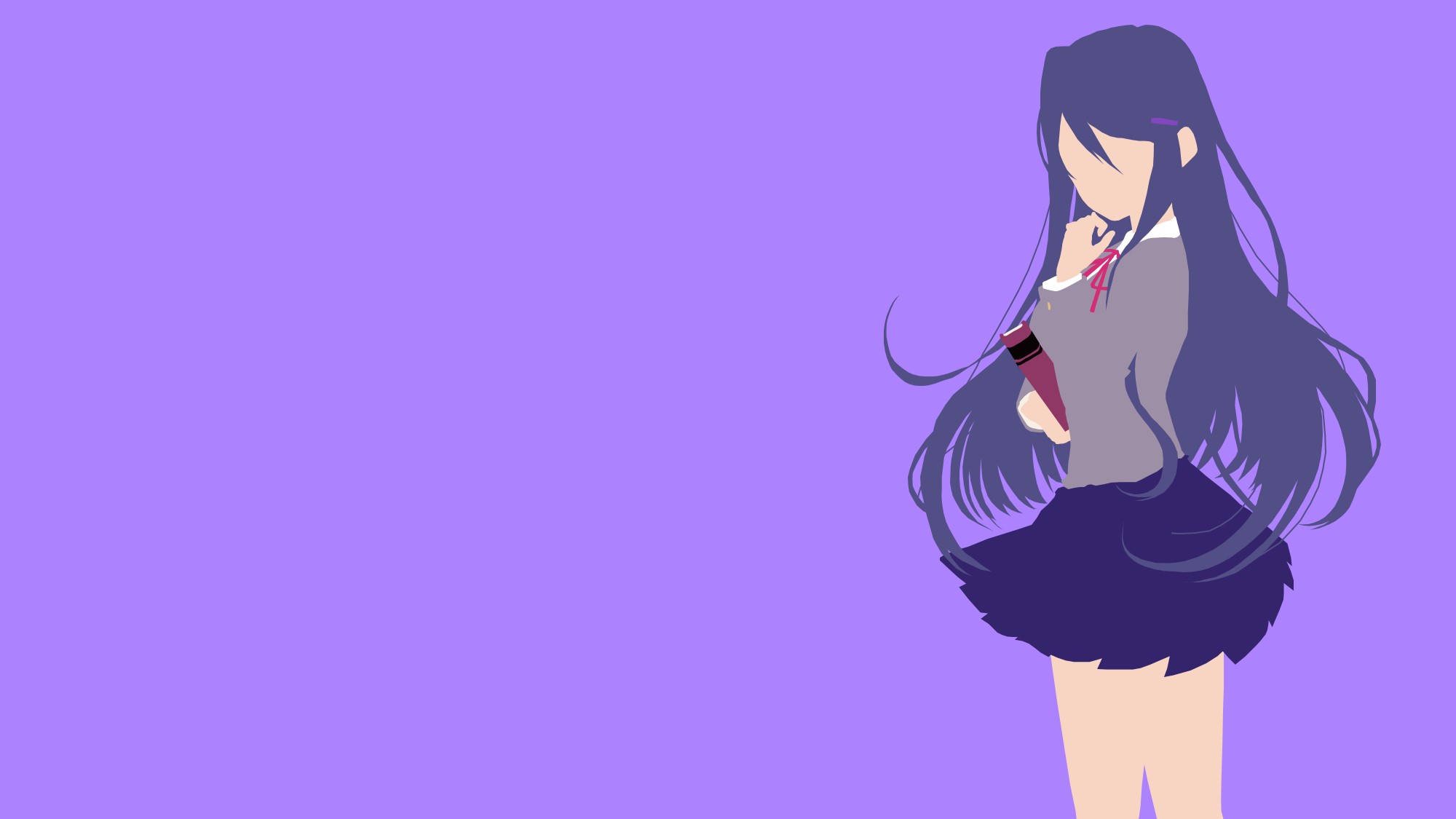 black color, hair, visual novel, purple, purple background, illuminated, women, colored background, nature, studio shot, lifestyles, one person, blue background, HD Wallpaper