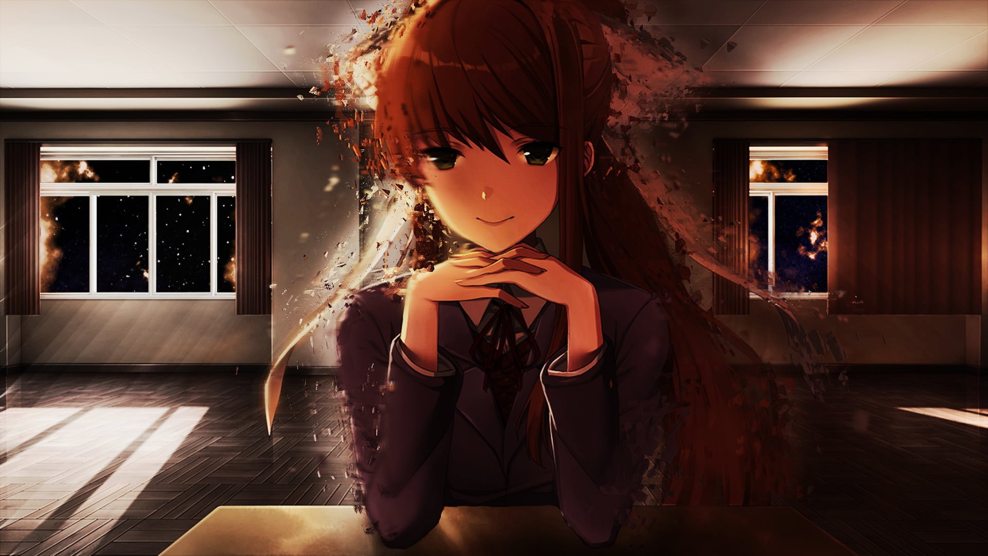women, indoors, visual novel, lifestyles, waist up, child, females, standing, real people, leisure activity, redhead, built structure, character, Doki Doki Literature Club, HD Wallpaper