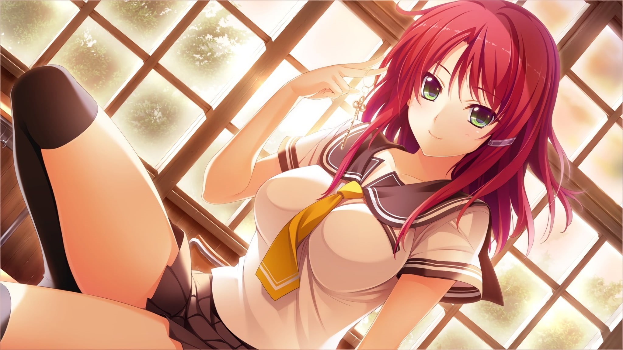 anime, Yukimura Touko, close-up, creativity, visual novel, anime girls, seat, human representation, lifestyles, hairstyle, 1080P, Hoshi Ori Yume Mirai, HD Wallpaper