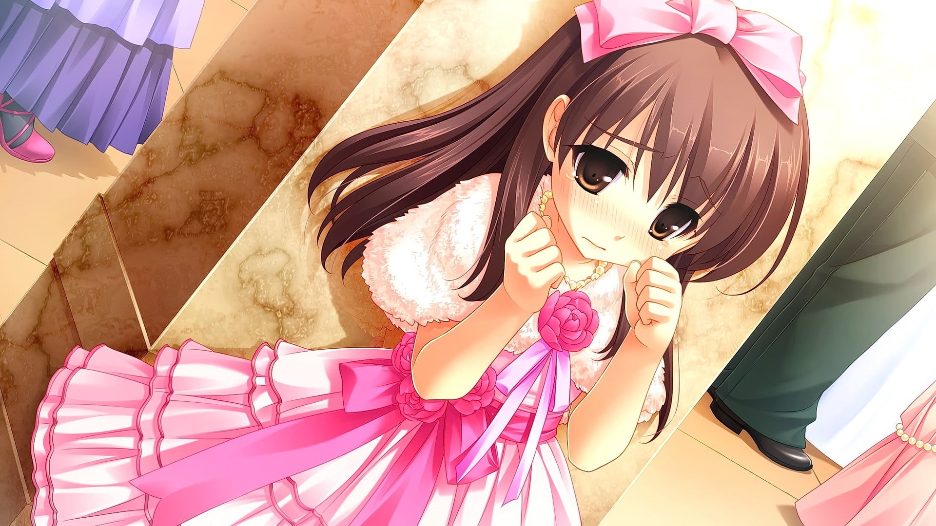 tears, visual novel, dress, 1080P, anime, ribbon, anime girls, HD Wallpaper