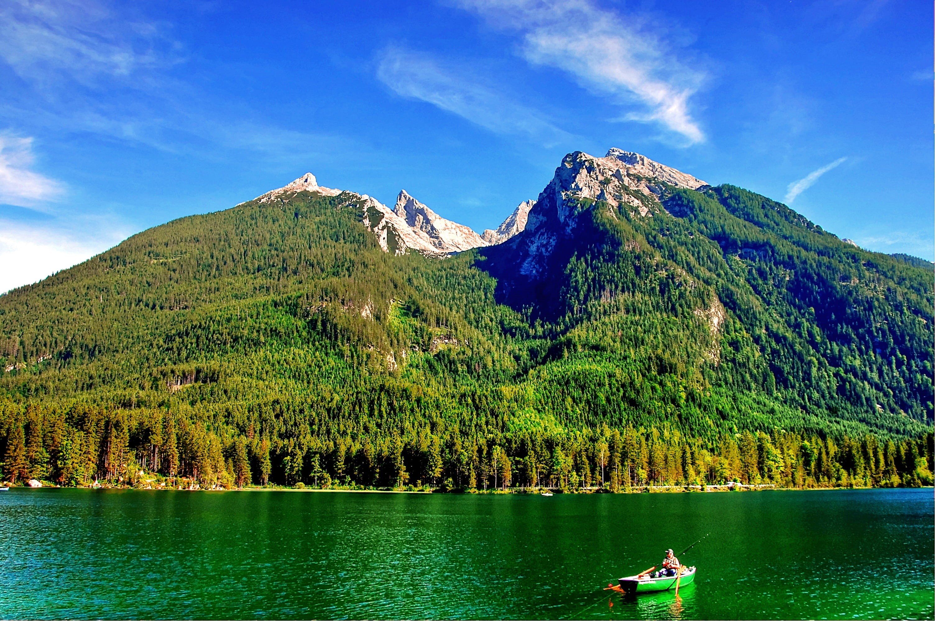 mountain Range, summer, leaves, mood, scenics, mountains, tranquil Scene, beauty In Nature, mountain, colorful, alm, green Color, lake, waterfront, Ramsau, HD Wallpaper