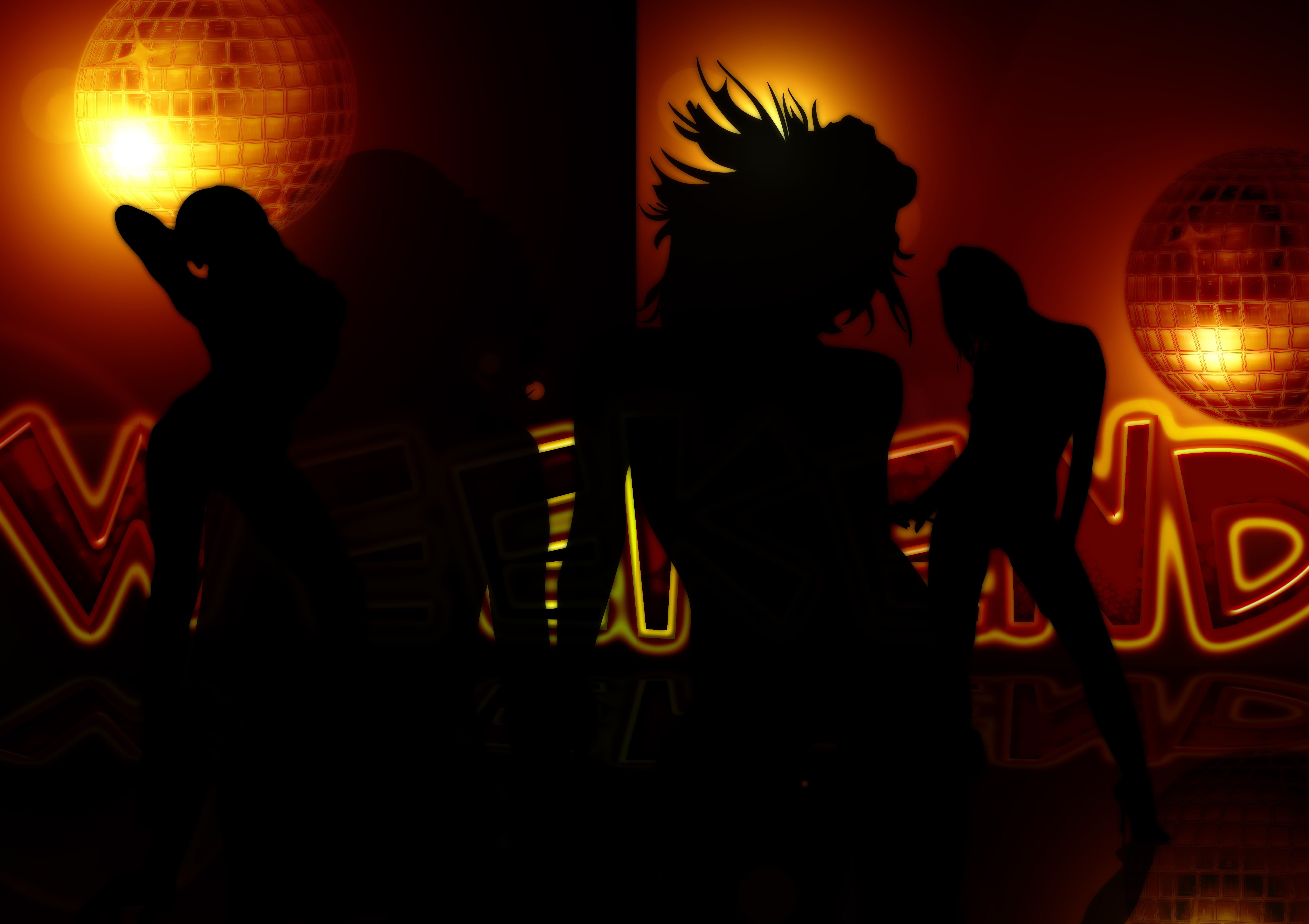 party, standing, leisure activity, jump, nightlife, two people, human, dancers, Silhouette, dance bar, arts culture and entertainment, lifestyles, Girl, HD Wallpaper