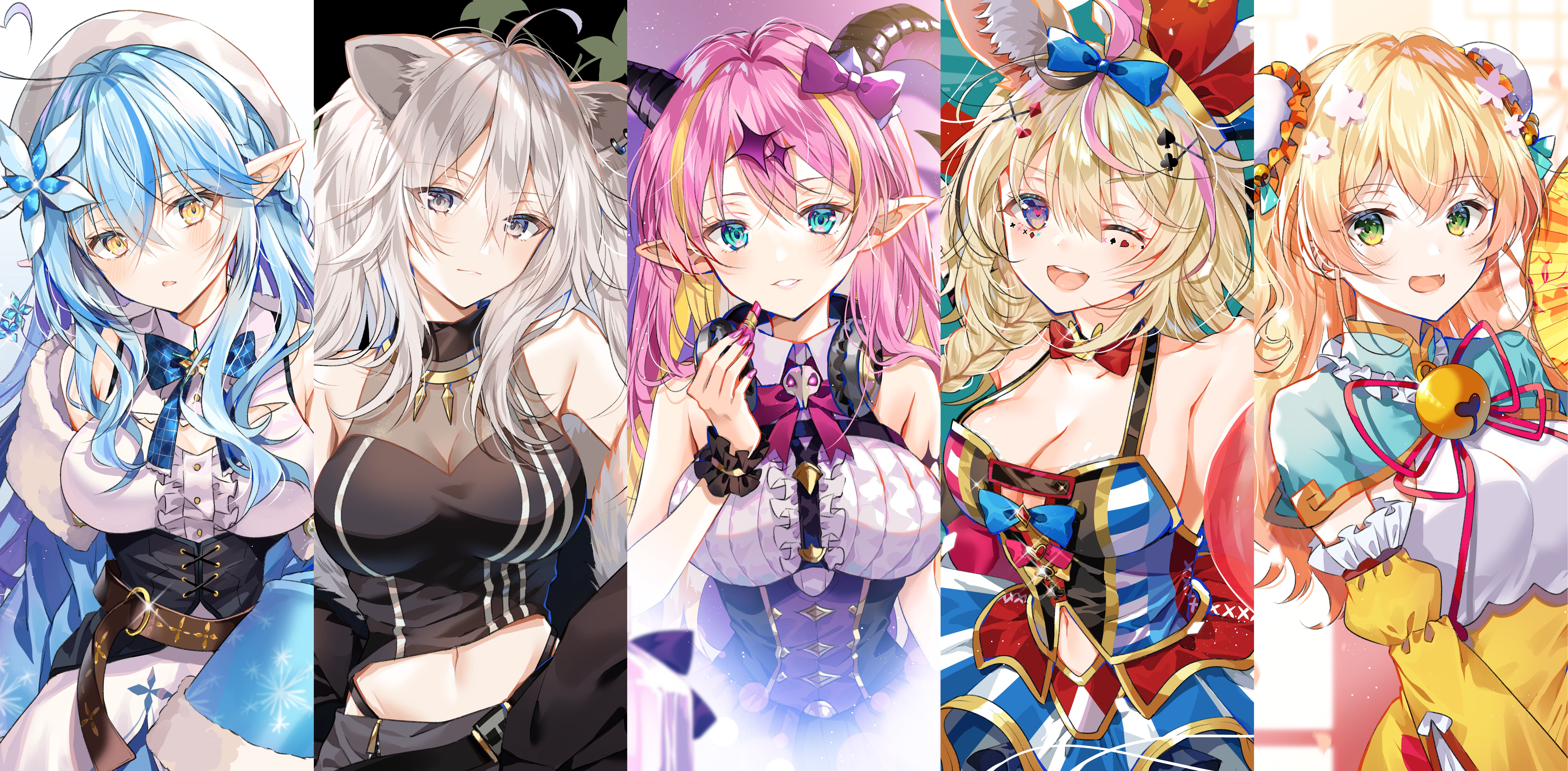 Mano Aloe, Shishiro Botan, 5K, Hololive, Momosuzu Nene, Yukihana Lamy, Omaru Polka, HD Wallpaper