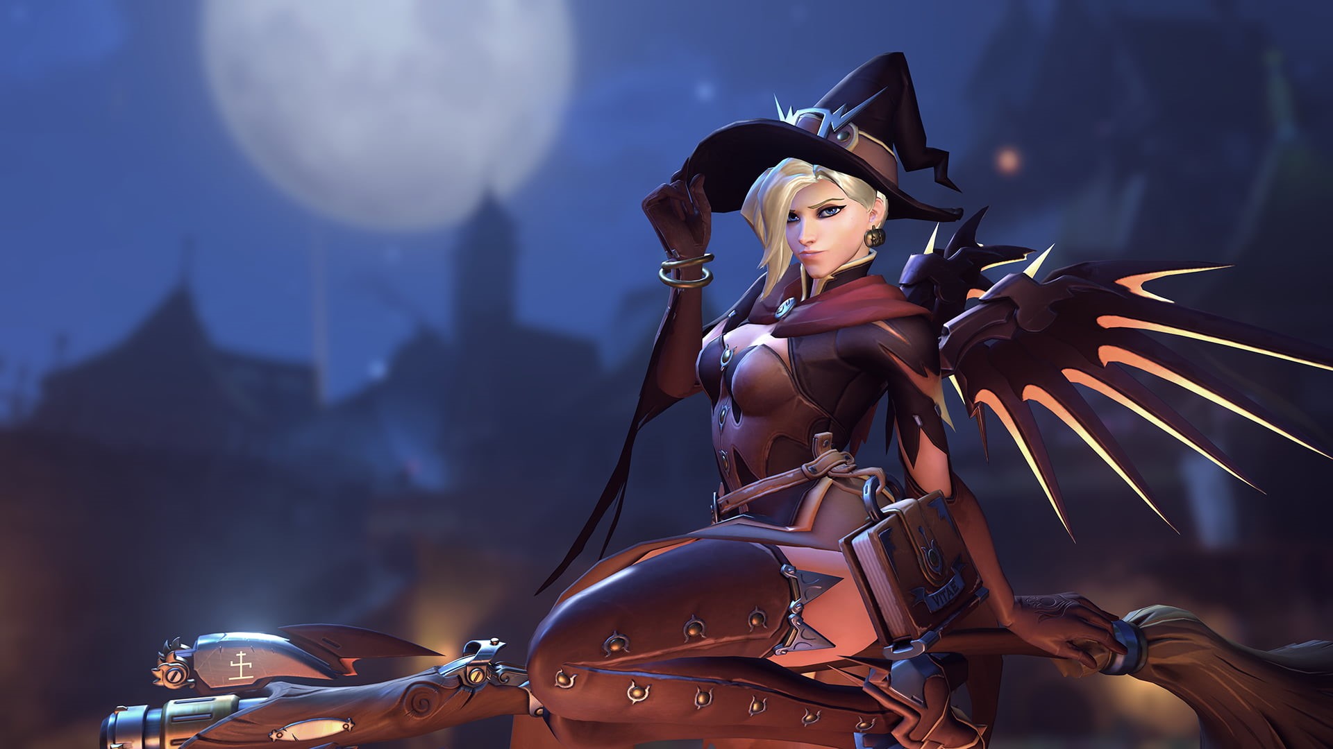 witch, toy Soldier, illustration, Mercy (Overwatch), beauty, thigh-highs, untitled, horror, Witch Mercy, heroes, video Game, imagination, toy, cape, young adult, HD Wallpaper