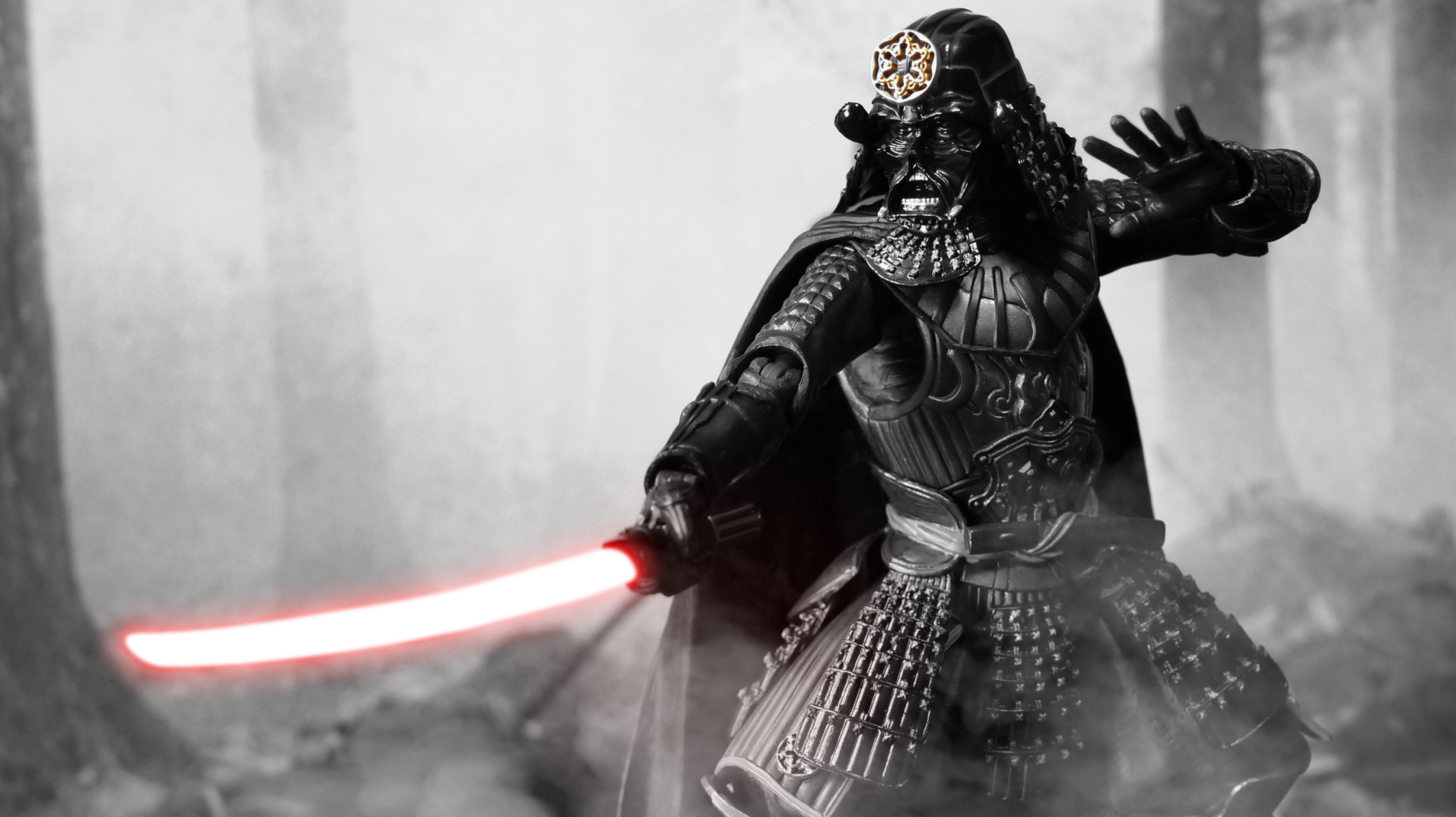 macro, holding, movie, male likeness, futuristic, toy, 4K, selective focus, power, samurai, architecture, history, plastic, the past, editorial, HD Wallpaper