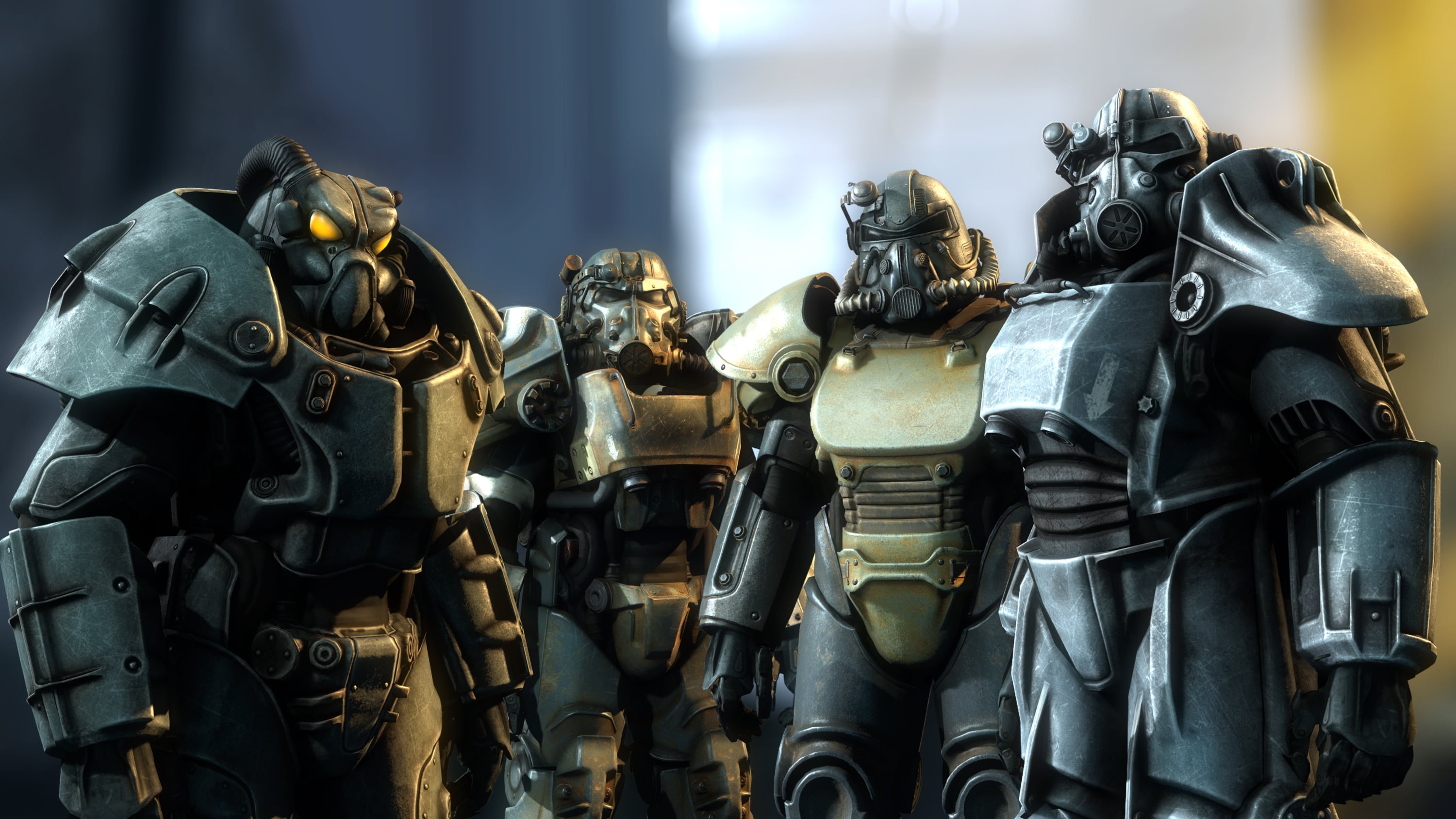 the brotherhood of steel, work Helmet, strength, figurine, arts culture and entertainment, giant Robot, toy, suit of Armor, characters, close-up, movie, HD Wallpaper