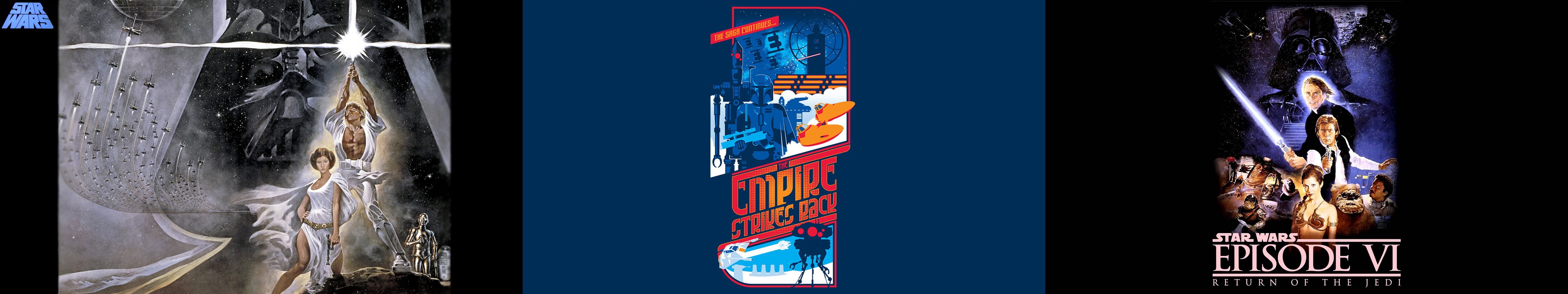 triple screen, 5K, Star Wars: Episode VI - The Return of the Jedi, Star Wars, Star Wars: Episode IV - A New Hope, Star Wars: Episode V - The Empire Strikes, HD Wallpaper