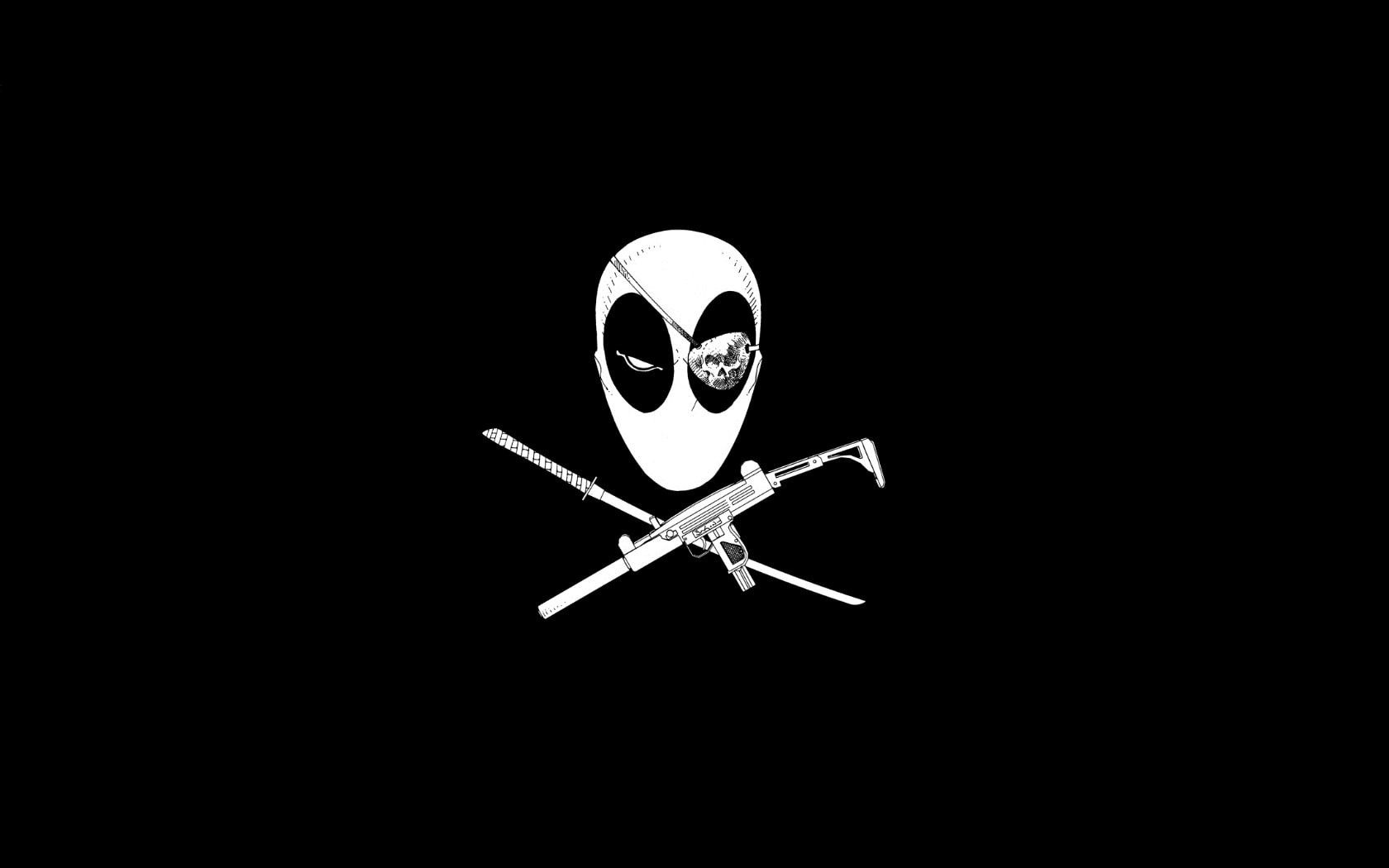 cartoon/comic, 720P, pirate, black, bw, hd, deadpool, HD Wallpaper