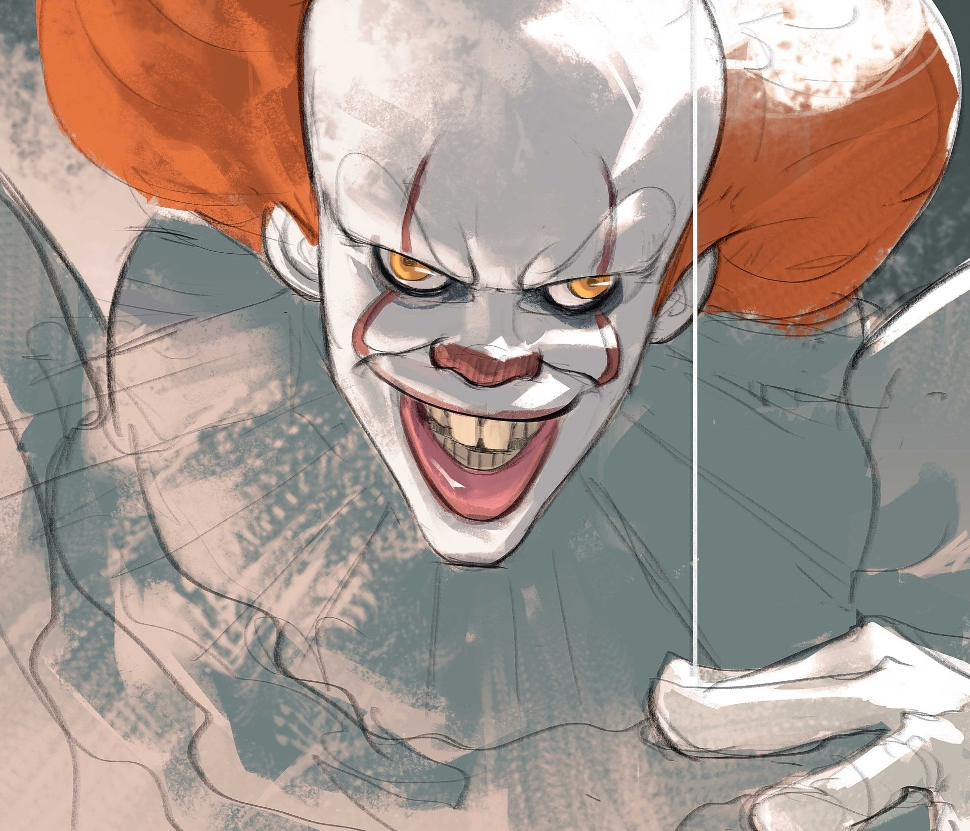 close-up, Pennywise (It), human representation, mouth open, portrait, emotion, 1080P, nature, It (2017), people, mouth, outdoors, representation, day, HD Wallpaper