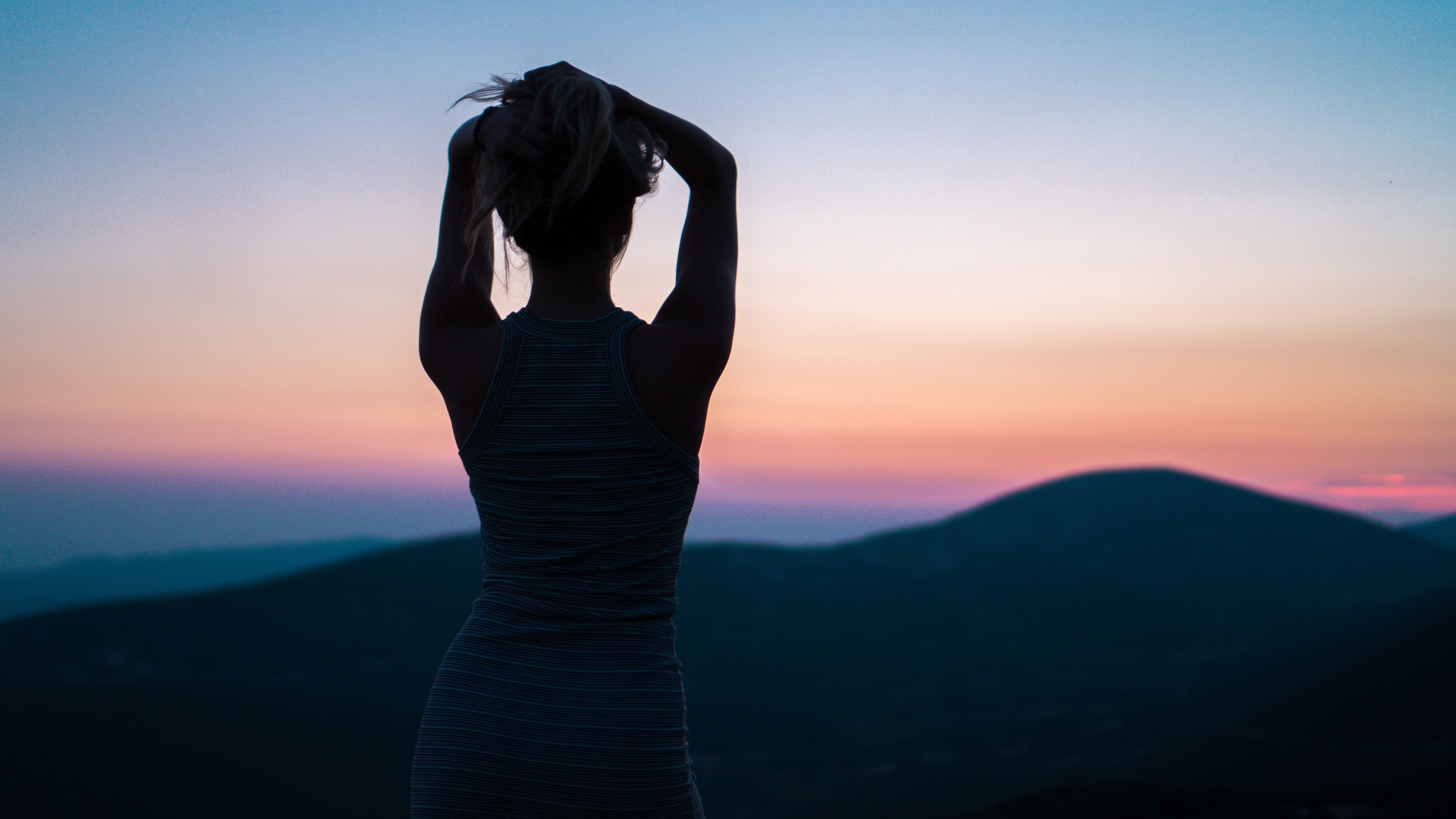 solitude, one Young Woman Only, asian and Indian Ethnicities, beauty, females, yoga, black Color, mountain, mountain Peak, tranquil Scene, s, summer, sunrise - Dawn, HD Wallpaper