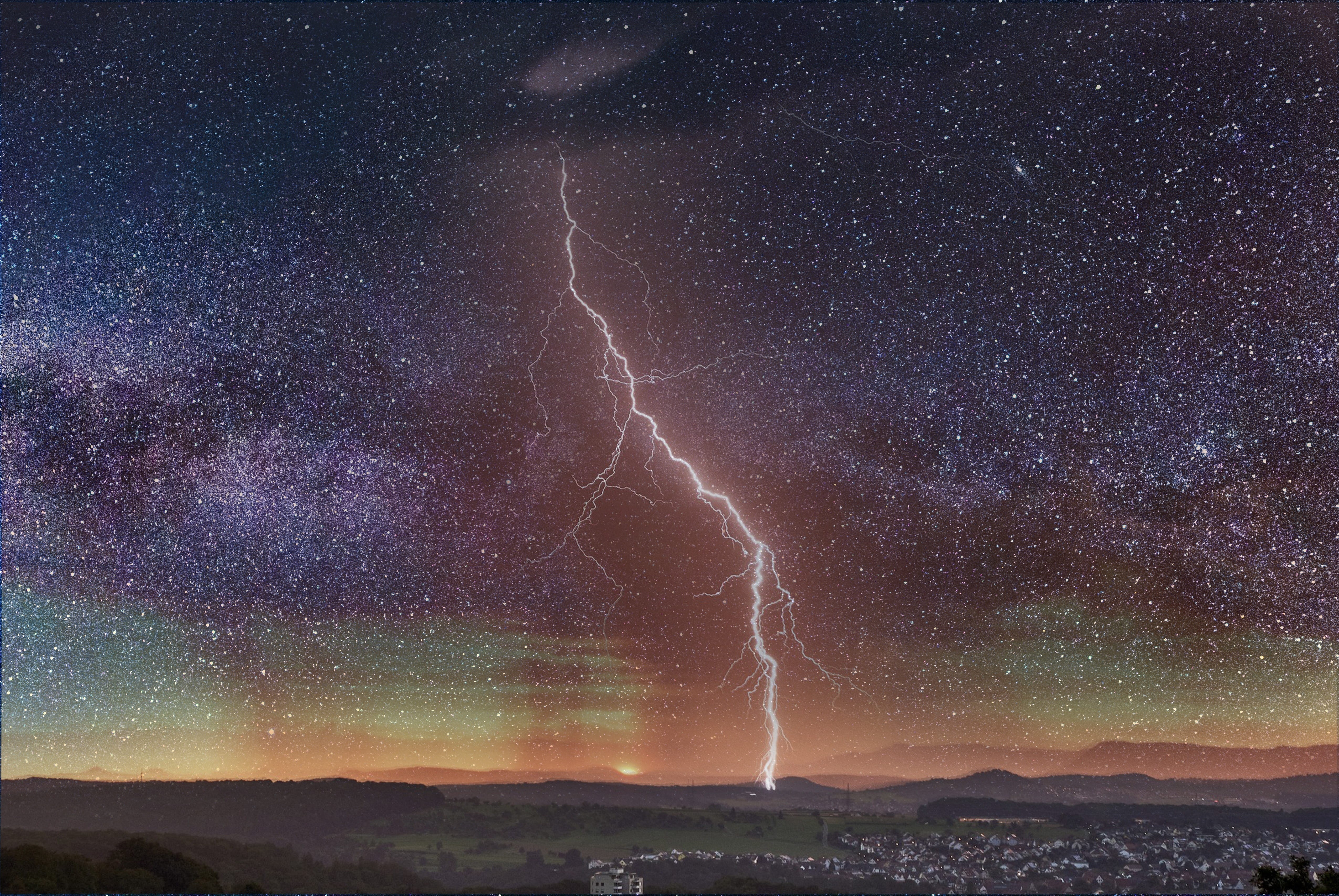 city, mountain, lightening, bolt, time, lighting, design, electrical, outdoors, outdoor, danger, tranquility, strike, star, dangerous, light, energy, scenics - nature, HD Wallpaper