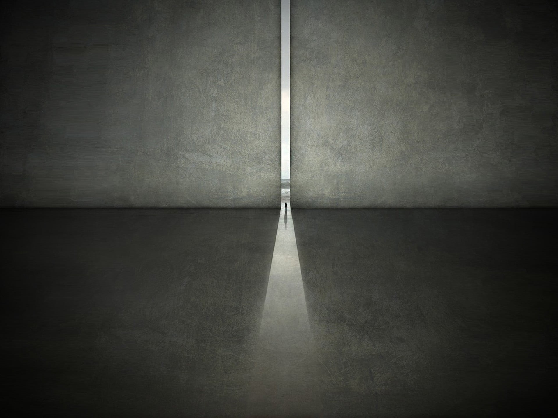concrete, built structure, textured, empty, absence, dark, no People, wall - Building Feature, spotlight, 1080P, artwork, flooring, illuminated, white, HD Wallpaper