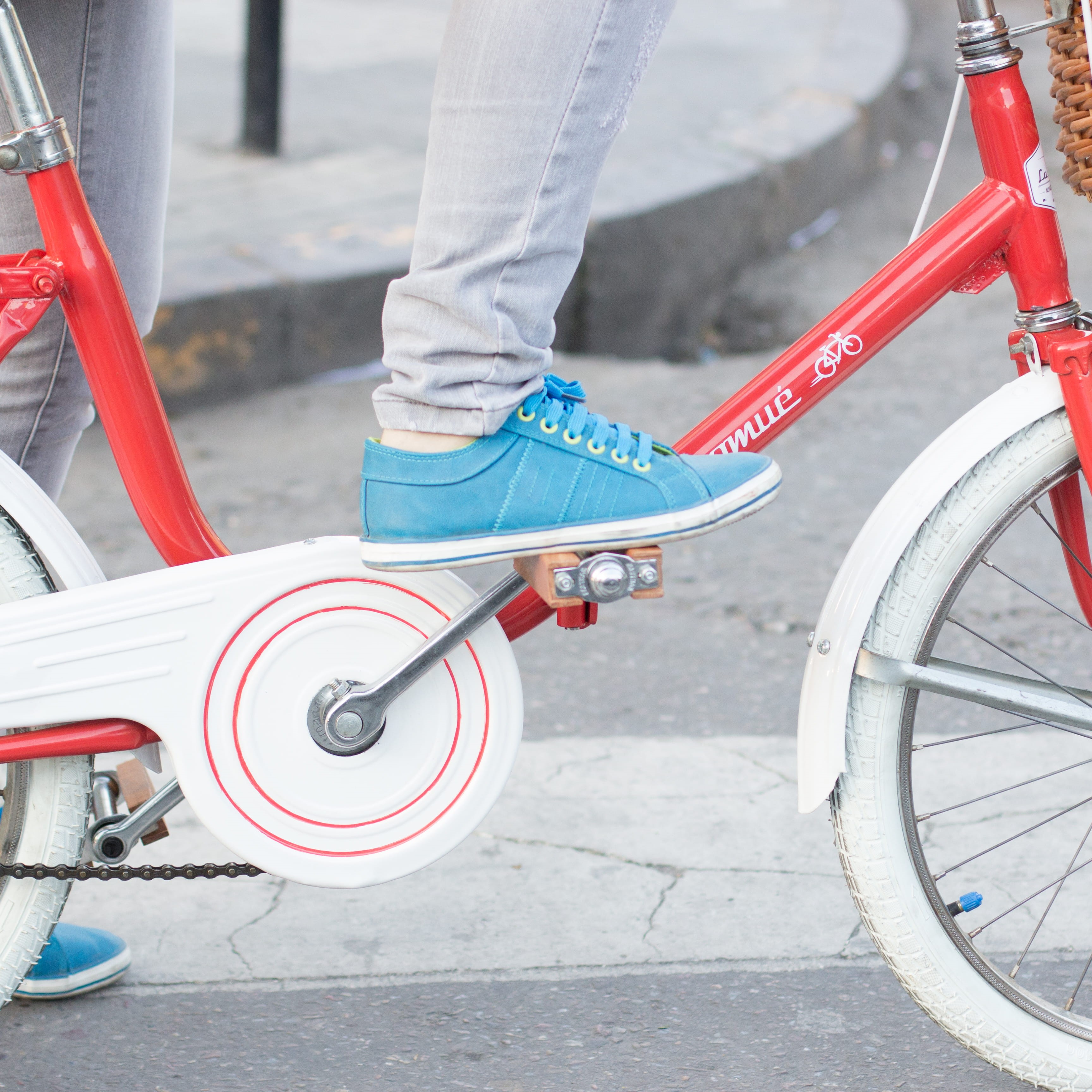 wheel, blue, mode of transportation, low, city, sport, riding, white, city Life, bike, human limb, jeans, outdoors, mode of Transport, human leg, tops, Phone HD Wallpaper