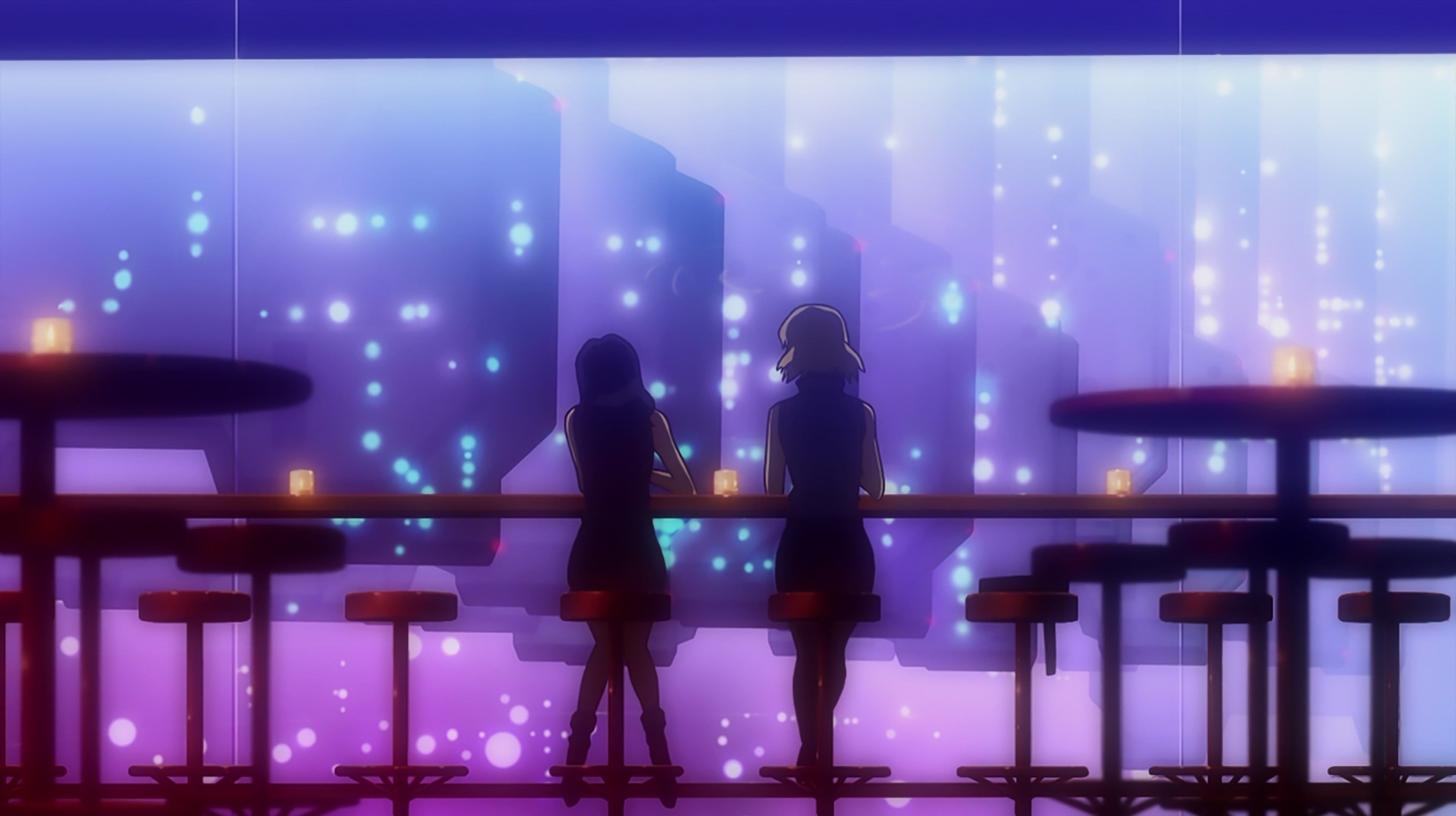 lighting equipment, lifestyles, two people, nightlife, men, rear view, leisure activity, indoors, women, real people, illuminated, standing, Katsuragi Misato, HD Wallpaper