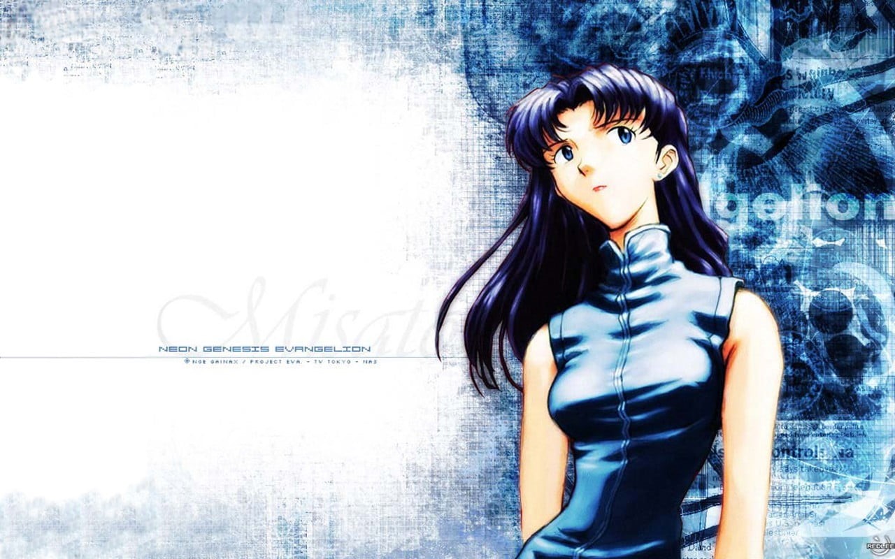 leisure activity, black hair, portrait, wall - building feature, young women, hairstyle, lifestyles, Katsuragi Misato, Neon Genesis Evangelion, 720P, real people, HD Wallpaper