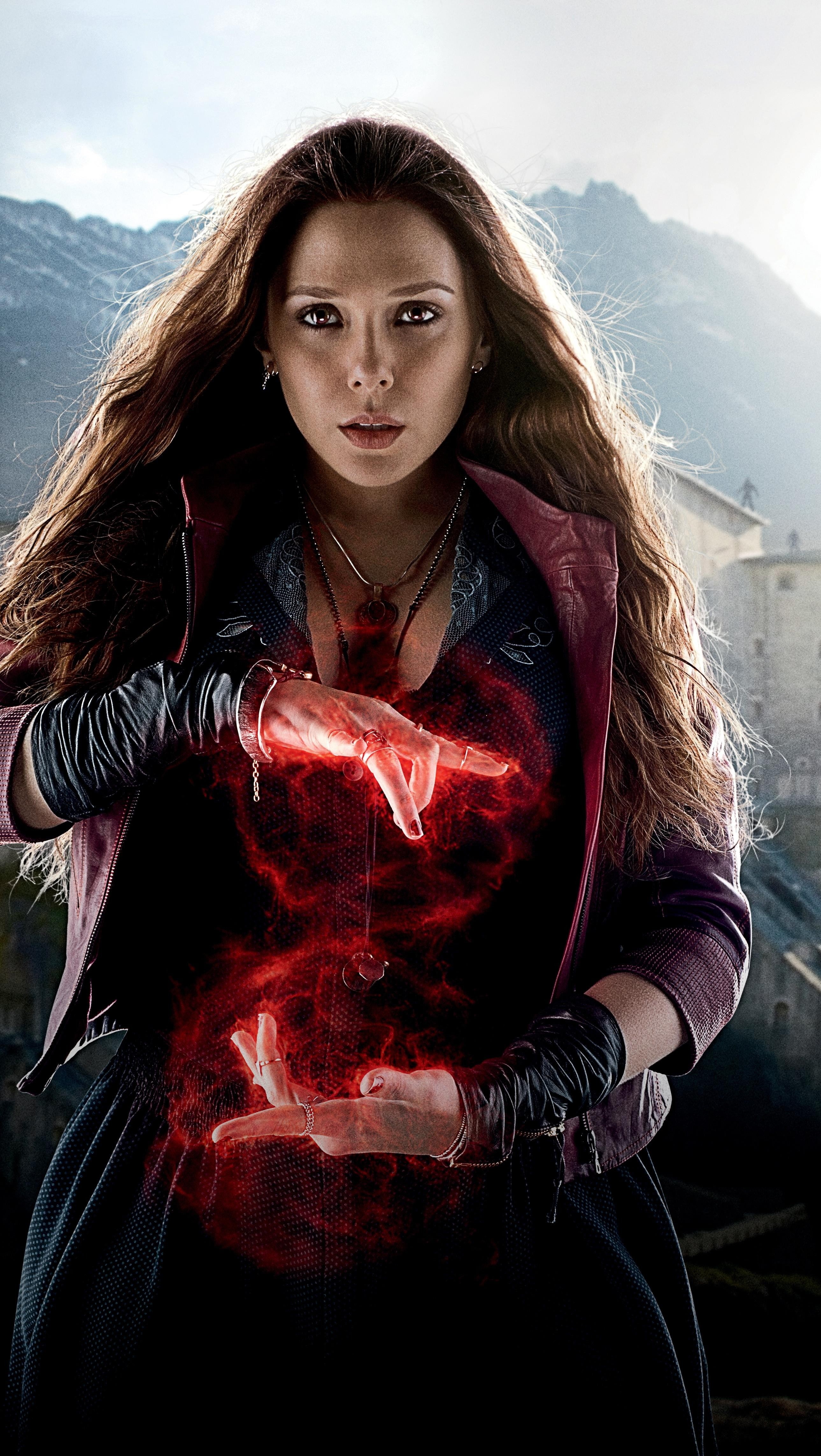 The Avengers, Scarlet Witch, 4K, Avengers: Age Of Ultron, Elizabeth Olsen, Phone HD Wallpaper