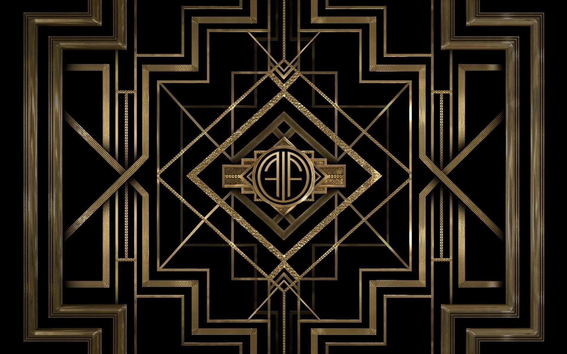 gold, black, digital art, The Great Gatsby, 1080P, minimalism, pattern, HD Wallpaper