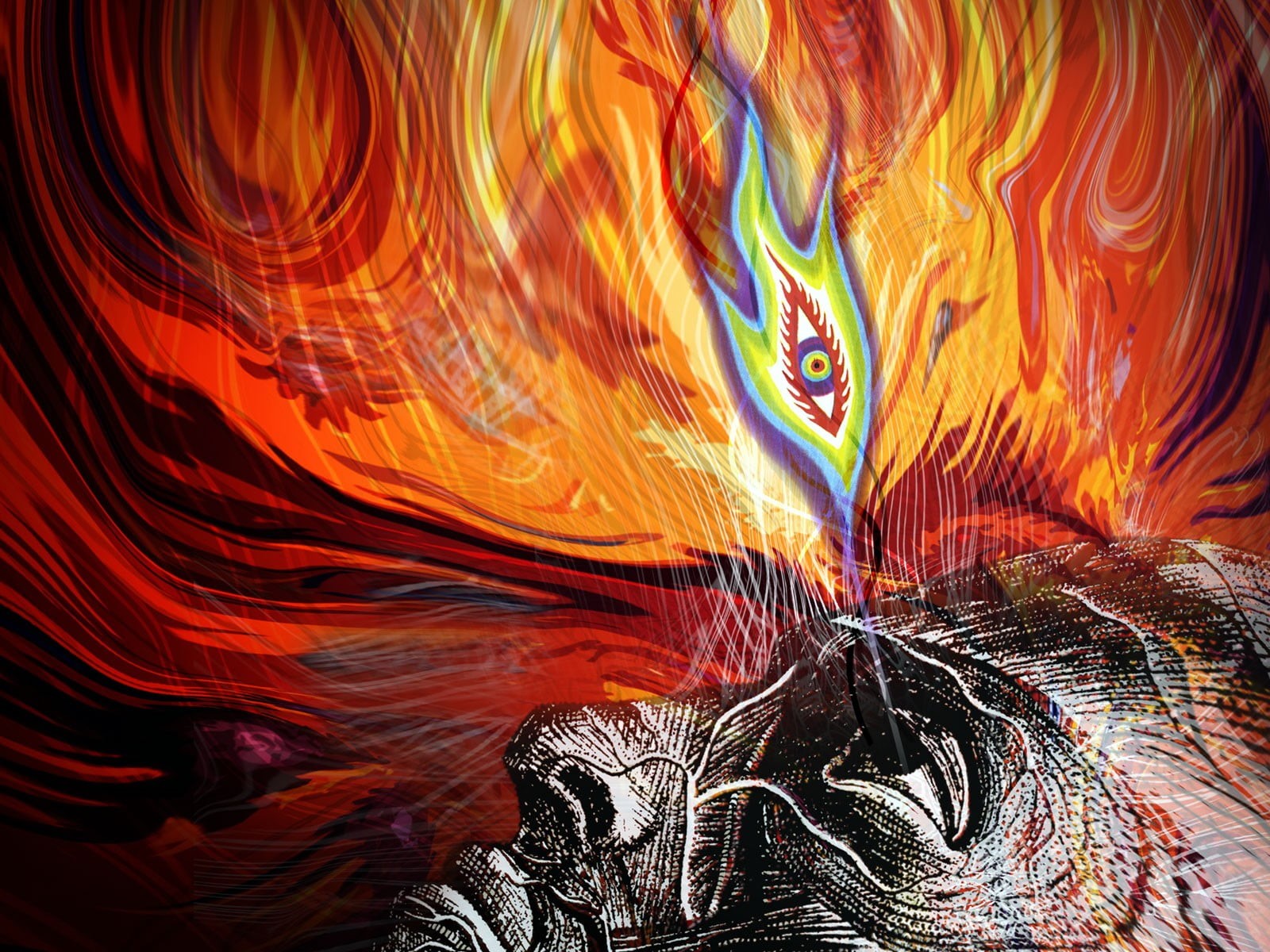 flame, studio shot, textured, motion, orange color, blurred motion, abstract, red, psychedelic, artwork, Tool, eyes, art and craft, design, illuminated, HD Wallpaper