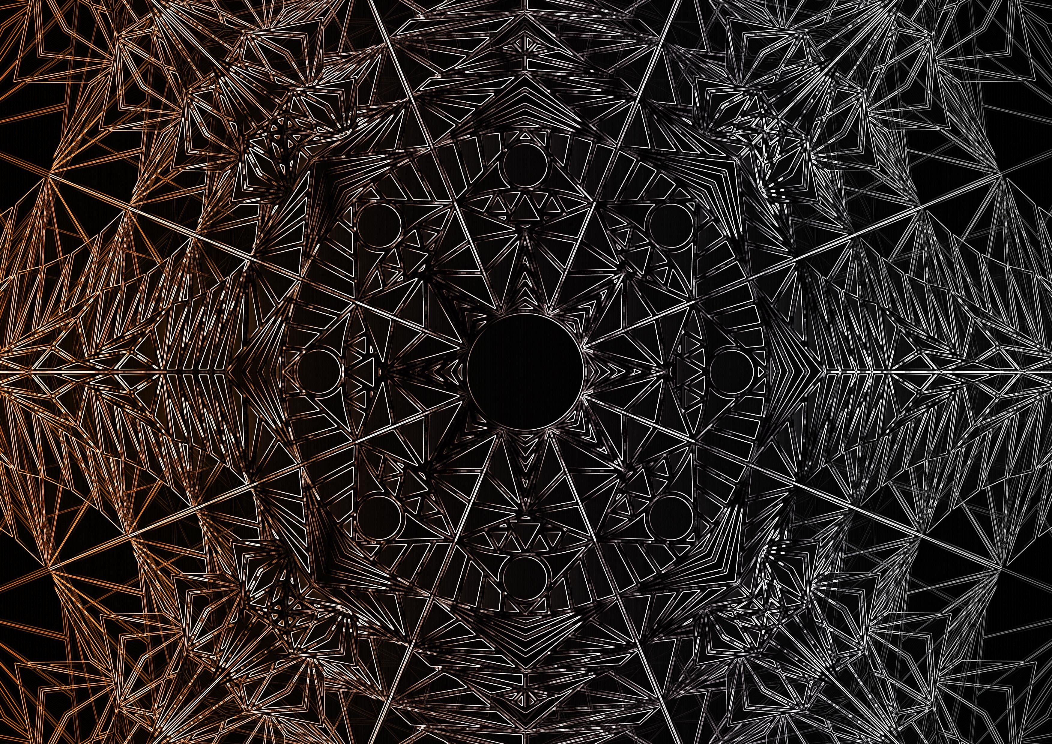 pattern, no people, full frame, shape, geometric shape, decoration, ceiling, night, optical illusion, light, design, fractal, low angle view, directly below, HD Wallpaper