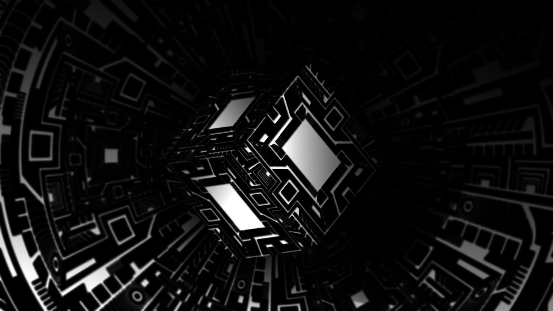 Optical Illusion, Abstract, Black and White, Cube, Vector, 1080P, HD Wallpaper