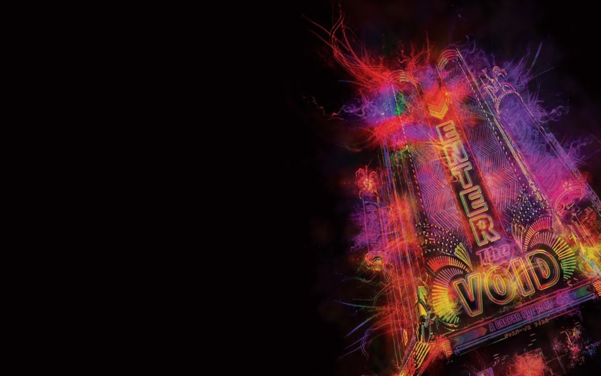 black, neon, movies, 1080P, enter, void, lights, HD Wallpaper