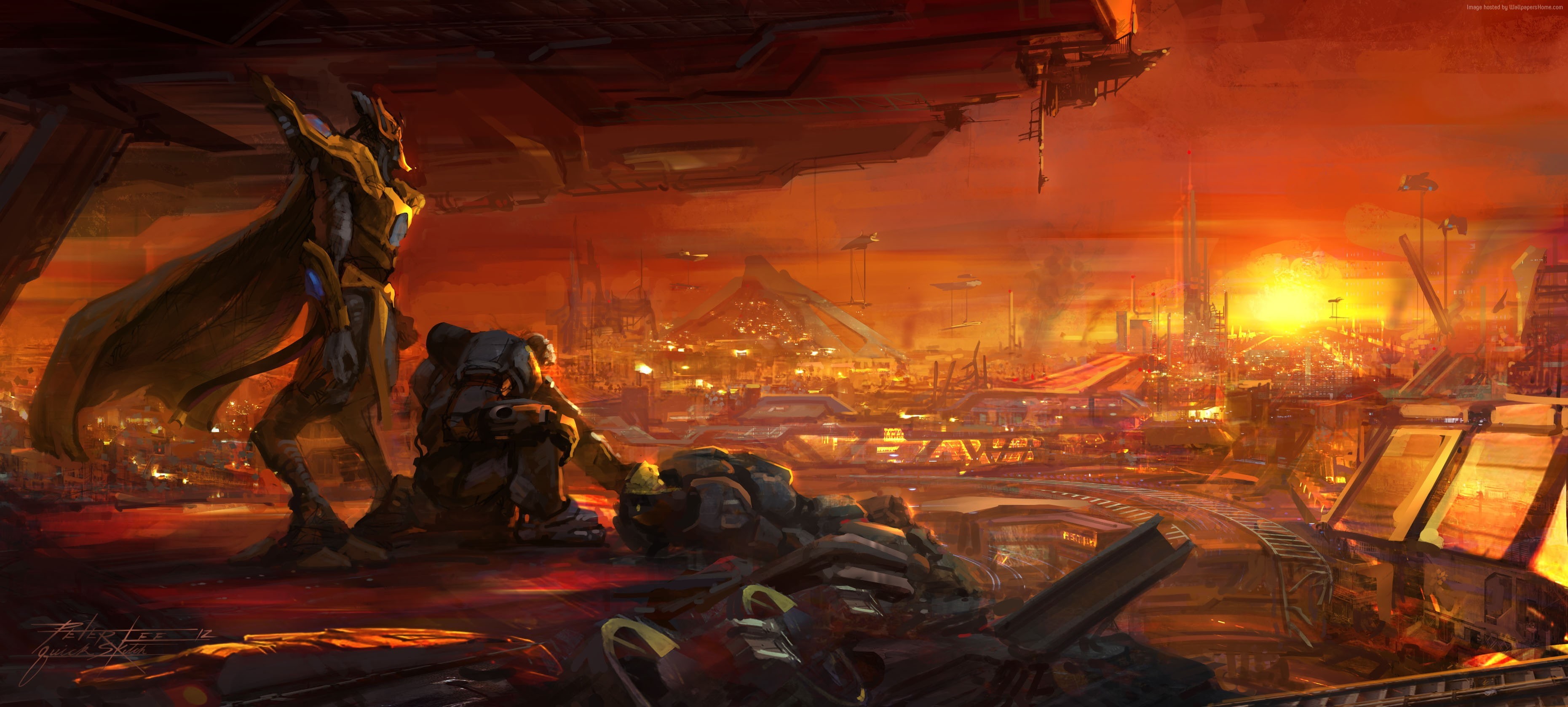 industry, architecture, illuminated, creativity, representation, nature, fire, built structure, statue, PC, sci-fi, no people, business, indoors, 2K, sculpture, HD Wallpaper