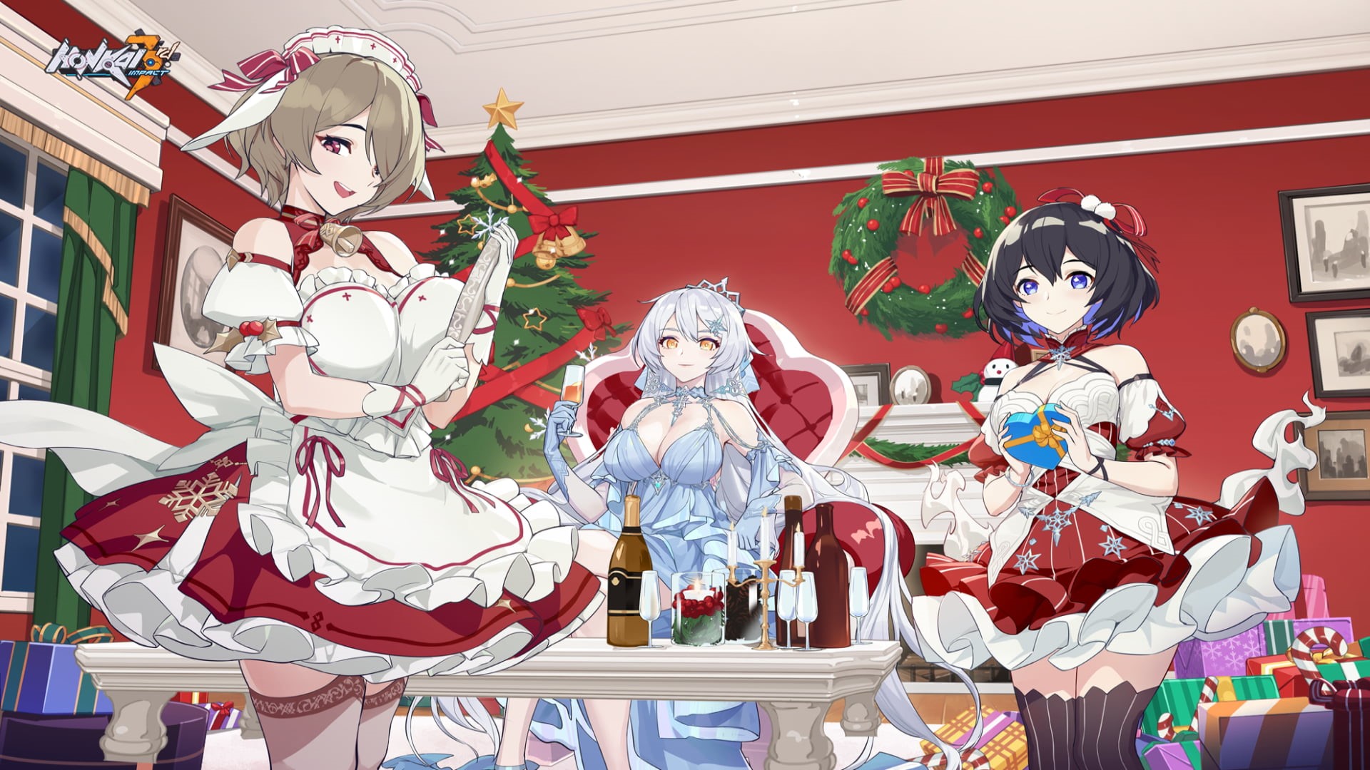 artwork, Honkai Impact 3rd, tights, Kiana Kaslana, digital art, Rita Rossweisse, Kiana Kaslana (Herrscher of the void), blue eyes, video games, Honkai Impact, HD Wallpaper