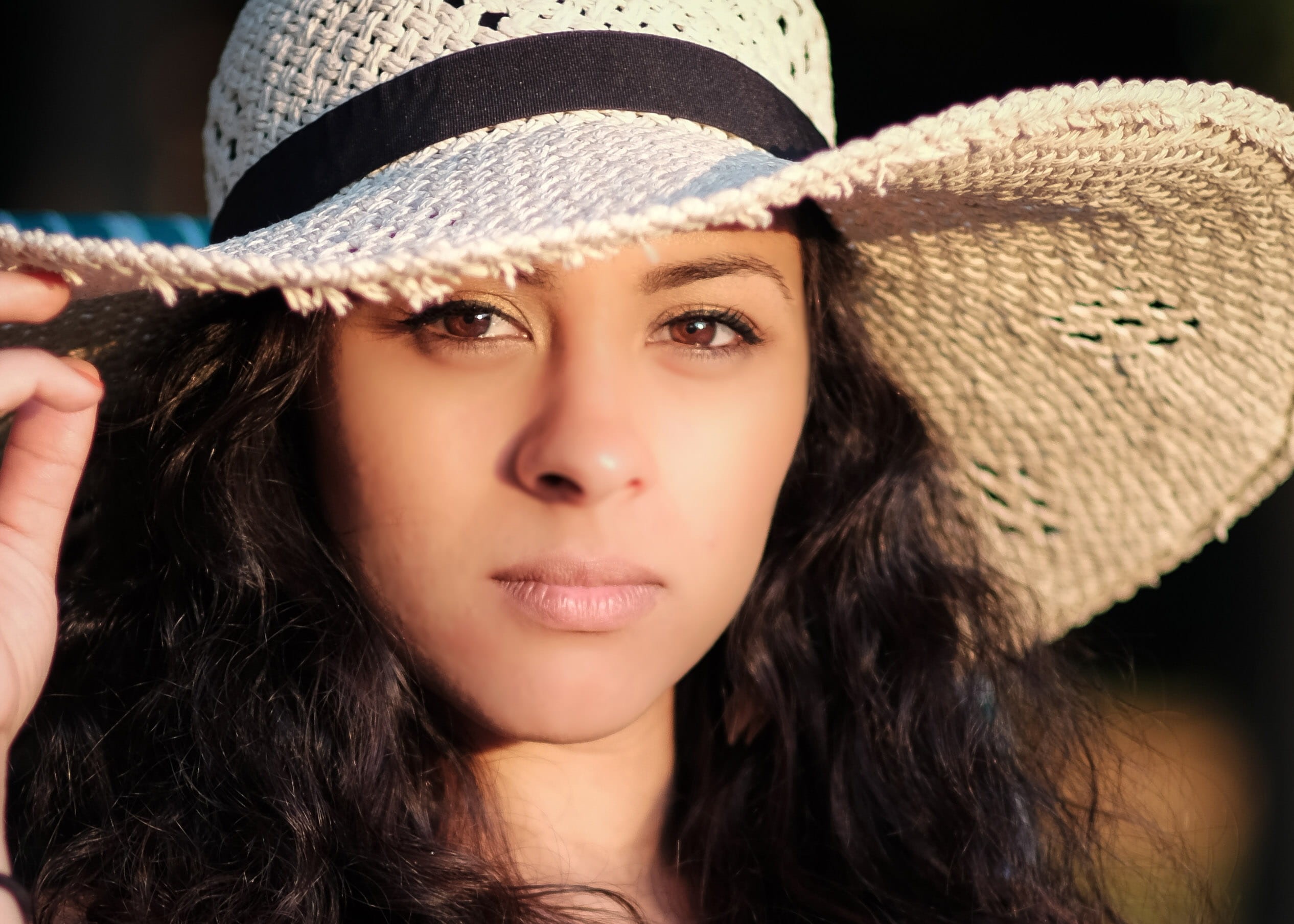head And Shoulders, one Woman Only, hat, lifestyle, clothing, color Image, women, one Person, teenager, headshot, beauty, smiling, face, public domain, HD Wallpaper