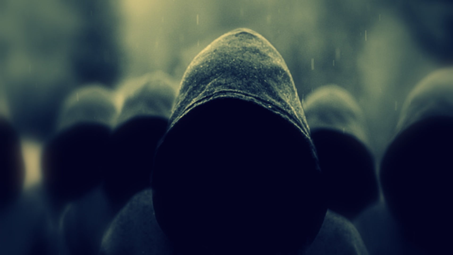 hoods, outdoors, people, security, social issues, gray, portrait, close-up, rain, 1080P, protection, hooded, dark, human body part, sign, jacket, silhouette, HD Wallpaper