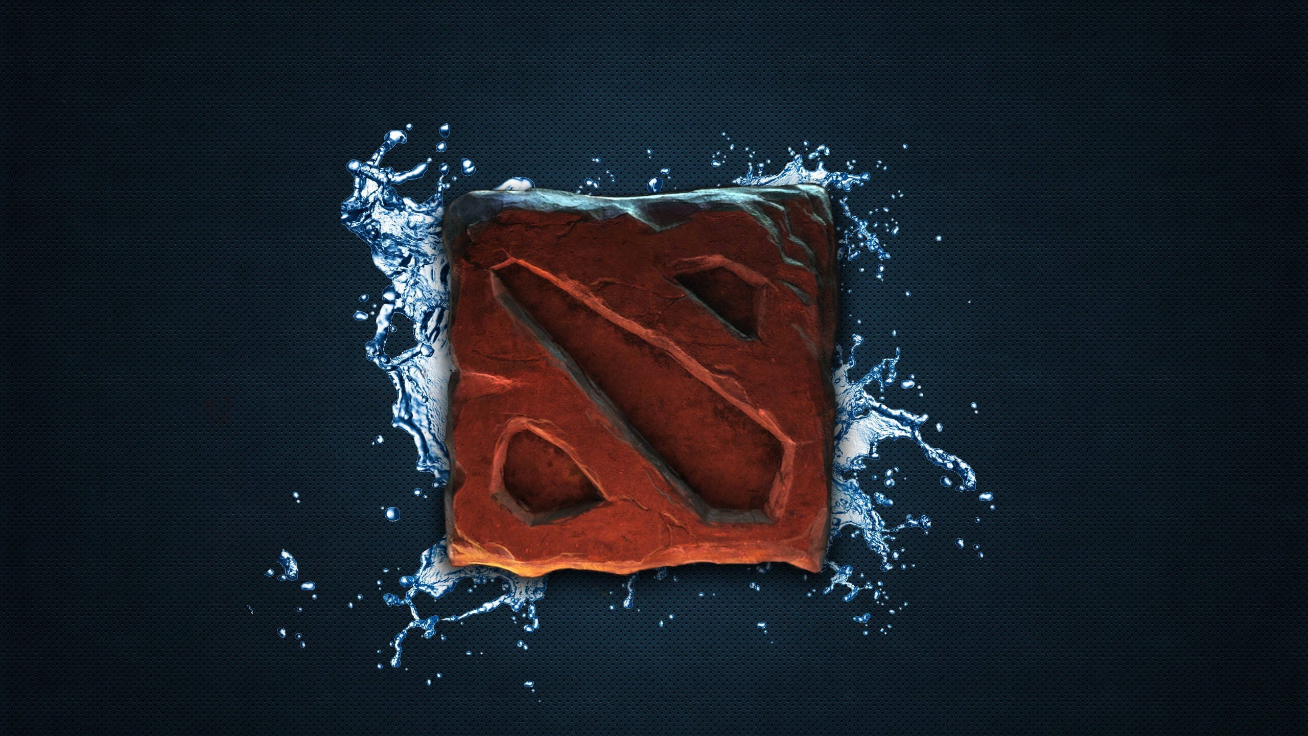 logo, 2K, water, square, brown, impact, nature, Dota 2, falling, drop, indoors, colored background, breaking, stone, freshness, motion, food and drink, HD Wallpaper